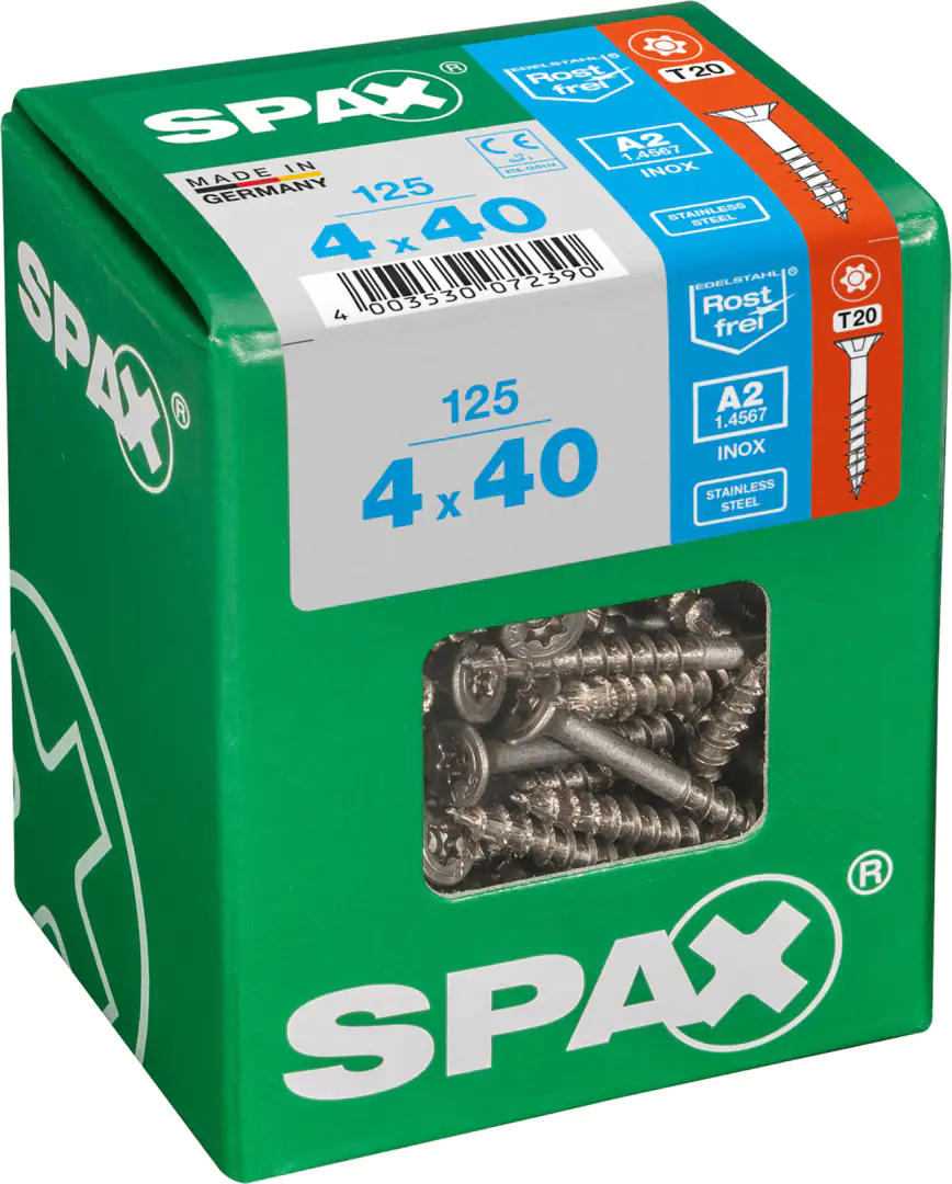 Spax Universalschrauben 4.0 x 40 mm TX 20 Senkkopf - 125 Stk.