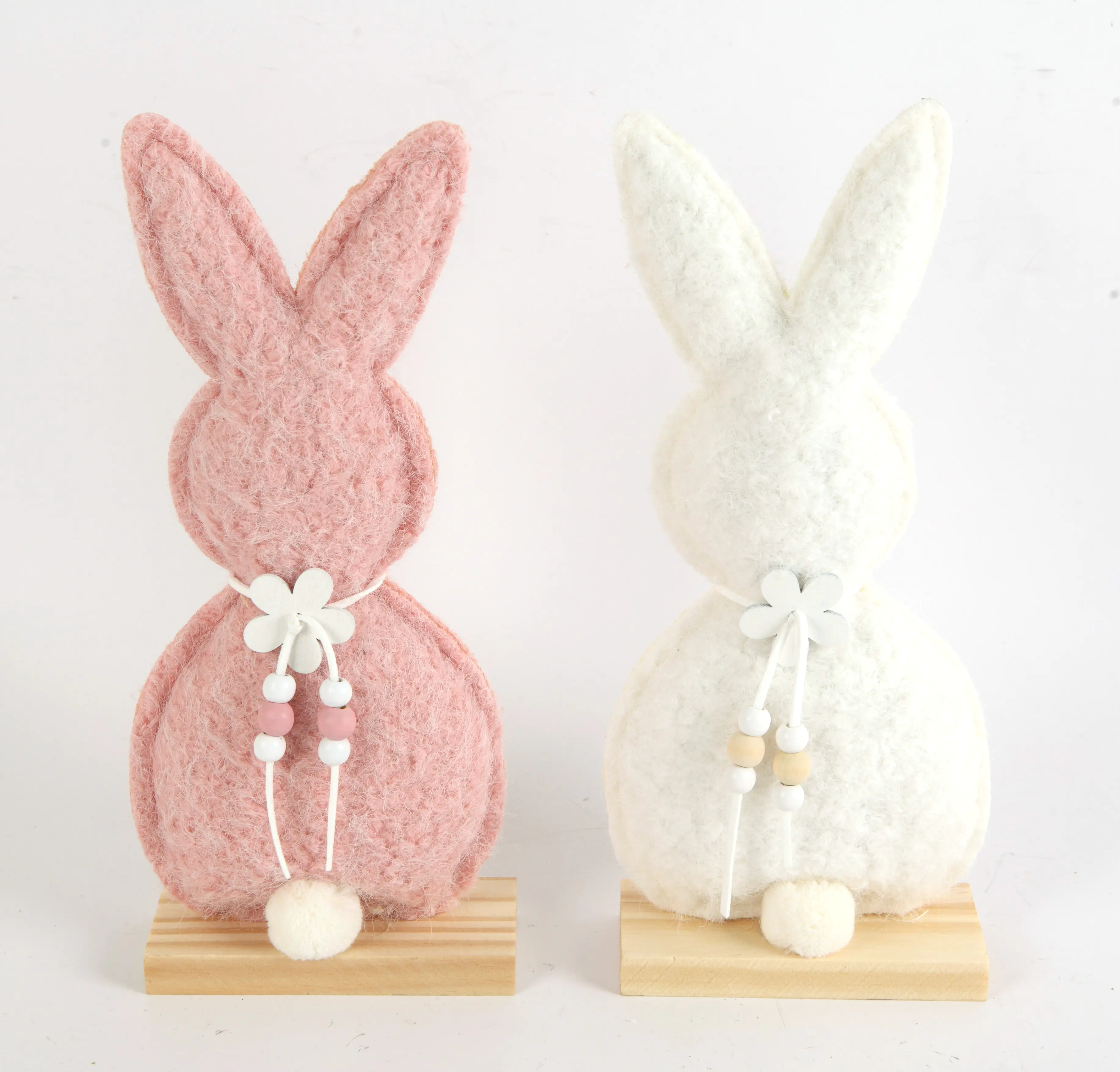 TrendLine Aufsteller Holz Hasen 29 x 5 x 13 cm rosa-weiß