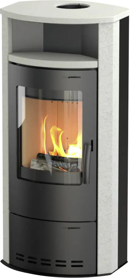 Thermia Kaminofen Cumulus Kalkstein Stahl schwarz 7 kW Dauerbrandofen