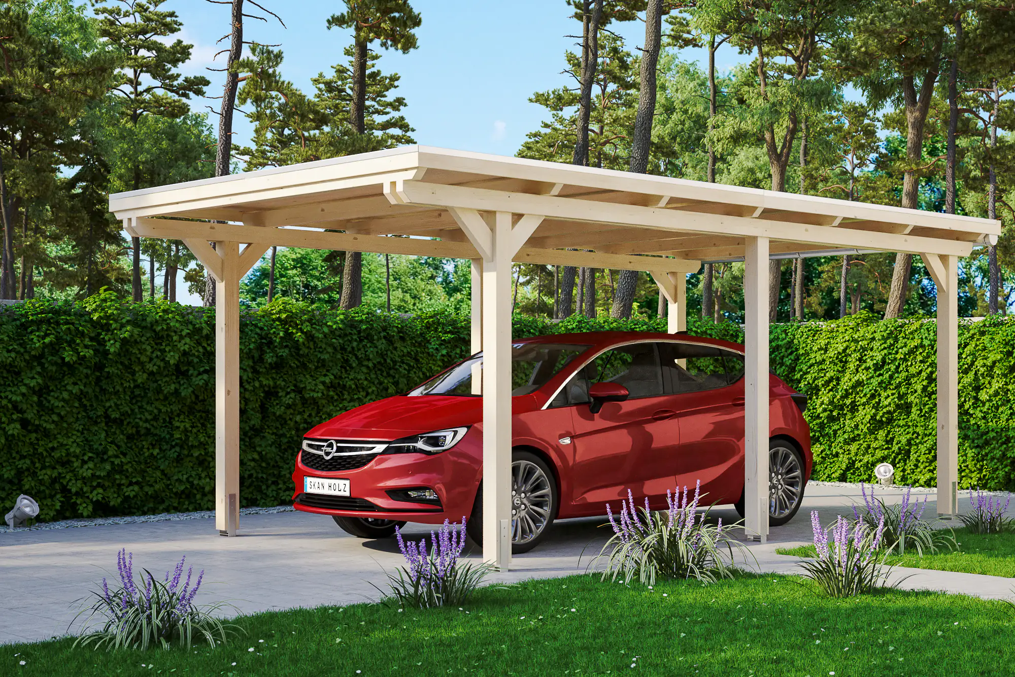 4018211022120 SKAN HOLZ Carport Emsland 354 x 604 cm mit Aluminiumdach, natur