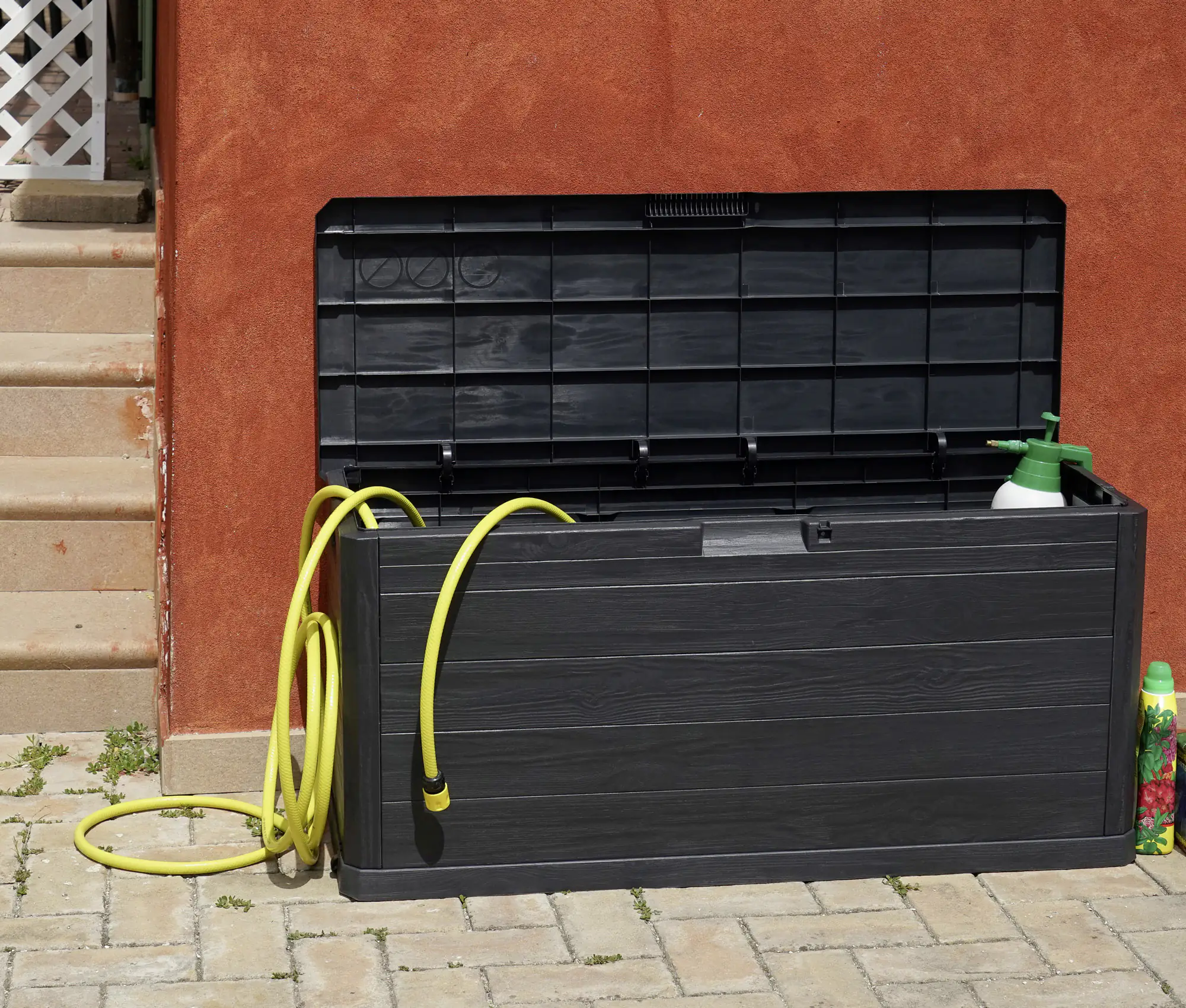 Dobar Gartentruhe aus Kunststoff dunkelgrau 117 x 45 x 56 cm