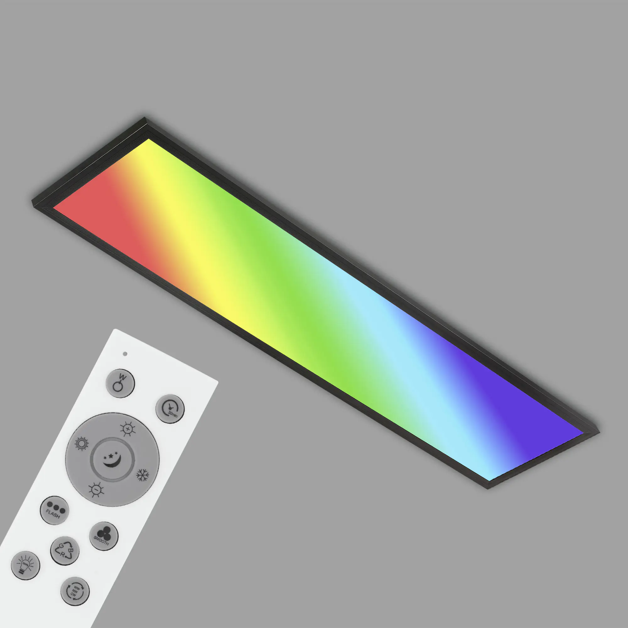 Briloner LED-Panelleuchte ultraflach 100 x 25 cm schwarz CCT dimmbar