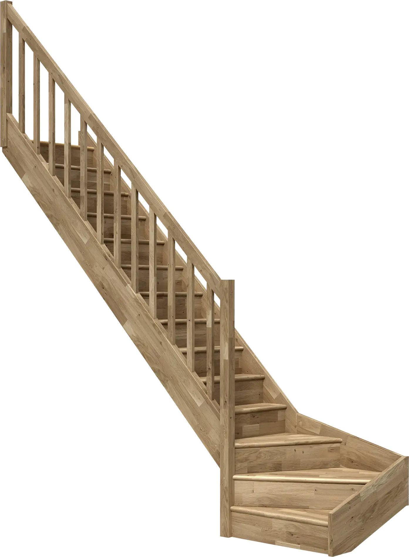 Dolle Raumspartreppen Paris 1/4-gew. Eiche versiegelt inkl. Geländer