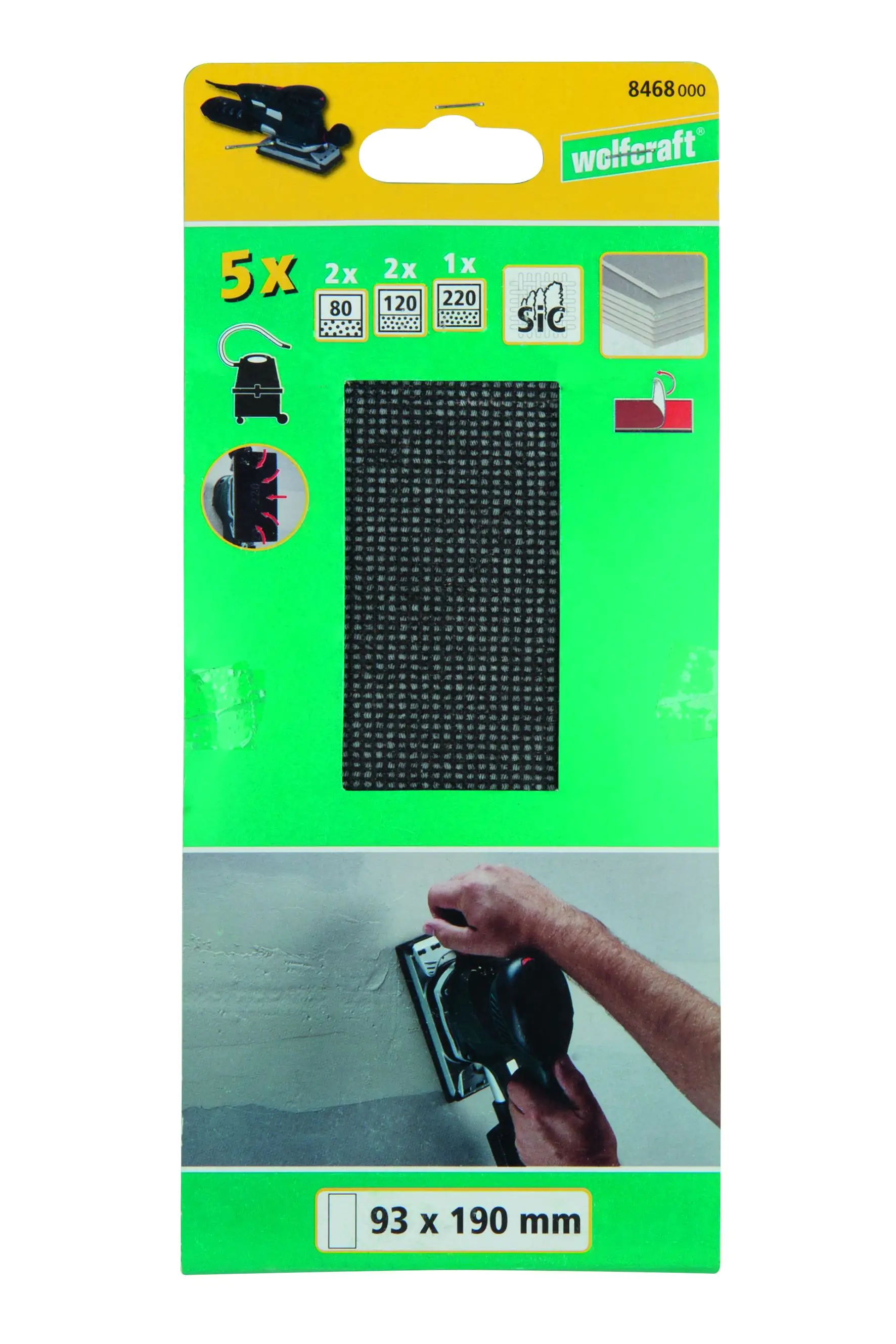 Wolfcraft Haft-Gitterleinen 93 x 190 mm 5 Stück Siliziumcarbid