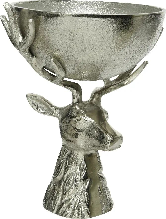 Kaemingk Schale Aluminium mit Hirschkopfständer