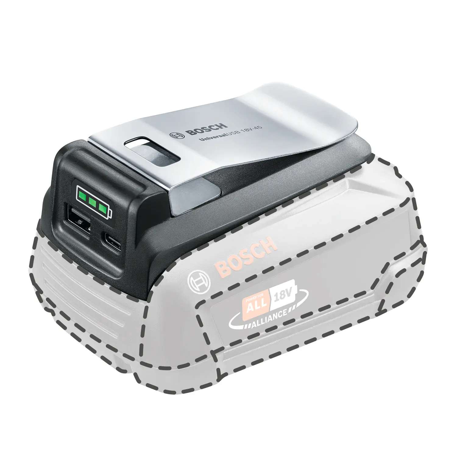 Bosch Powerbank-Adapter UniversalUSB 18V-45 Bosch Powerbank-Adapter UniversalUSB 18V-45
