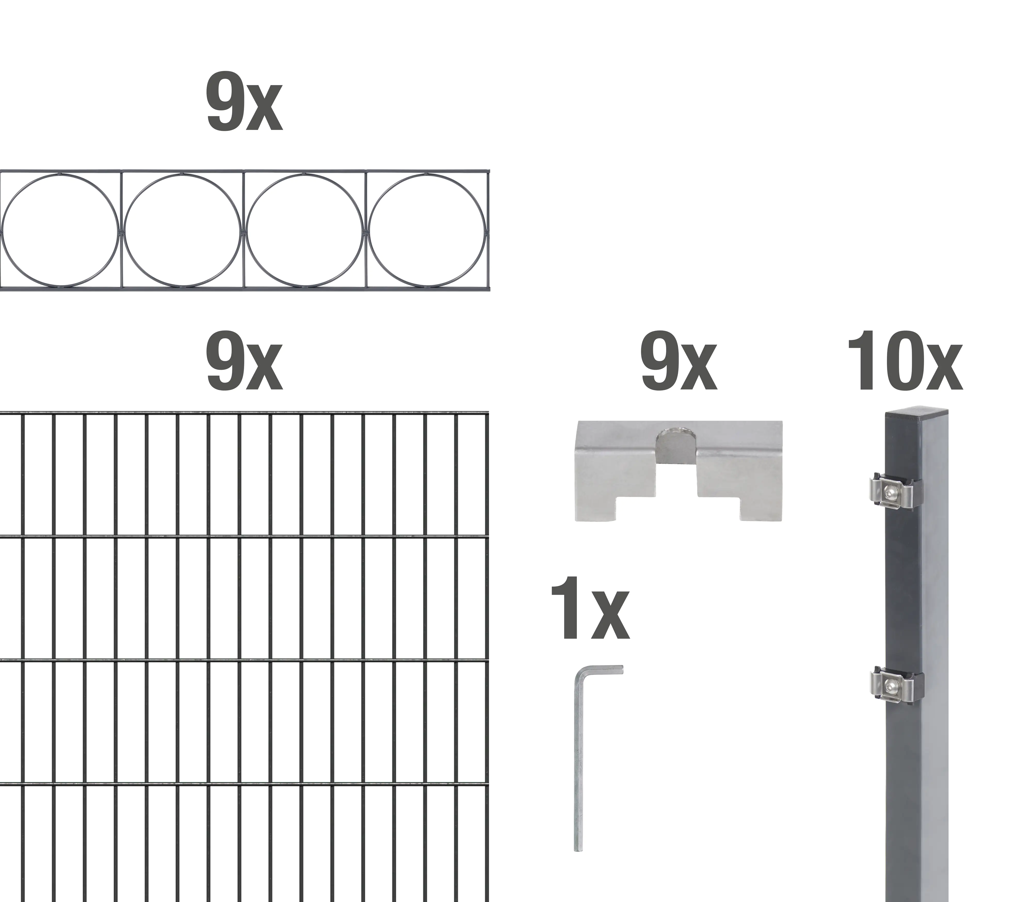 Alberts Doppelstabmatten-Grundset Oslo 200 x 140 cm 18 m anthrazit