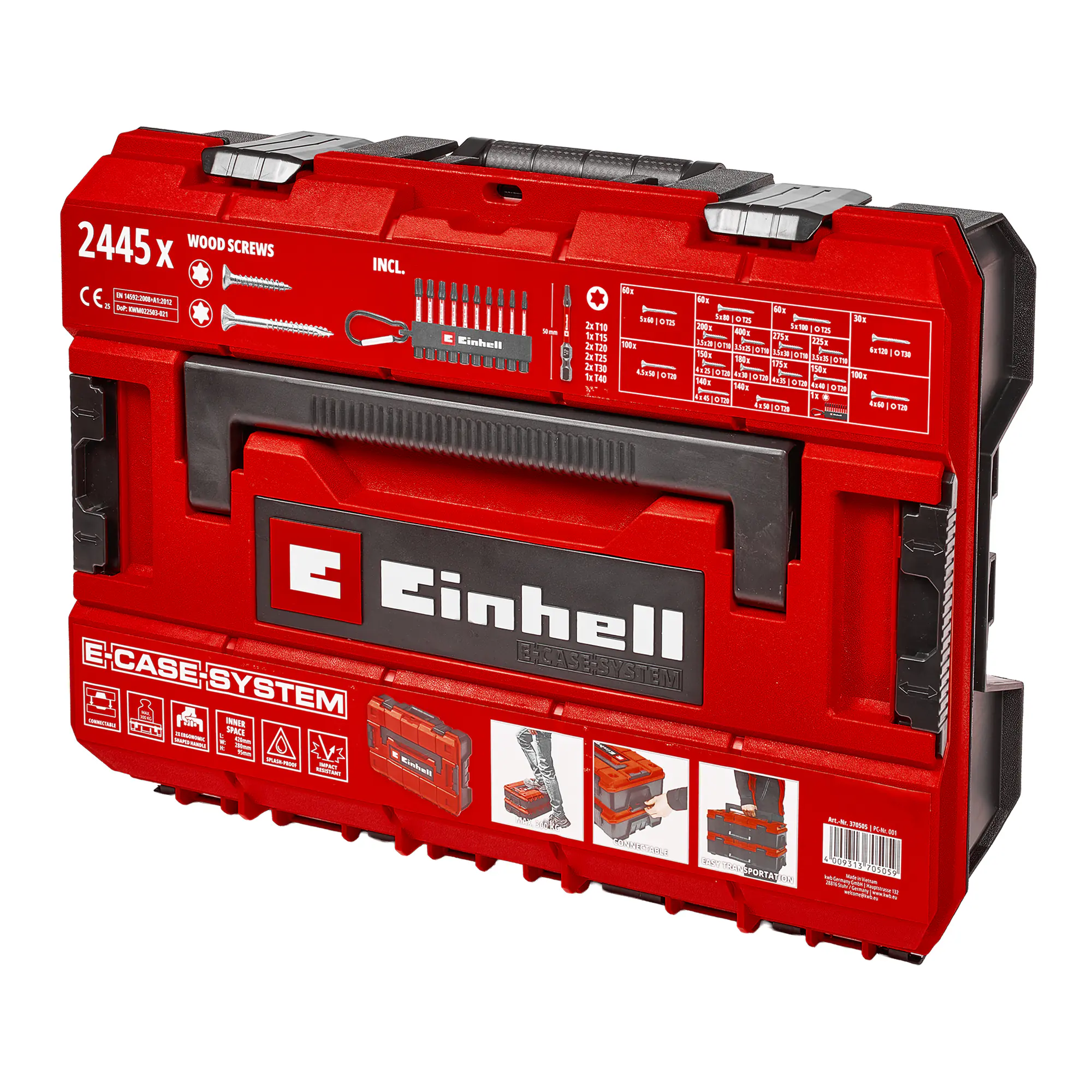 Einhell Schraubenset mit Bits in E-Case-Koffer 2.445-teilig