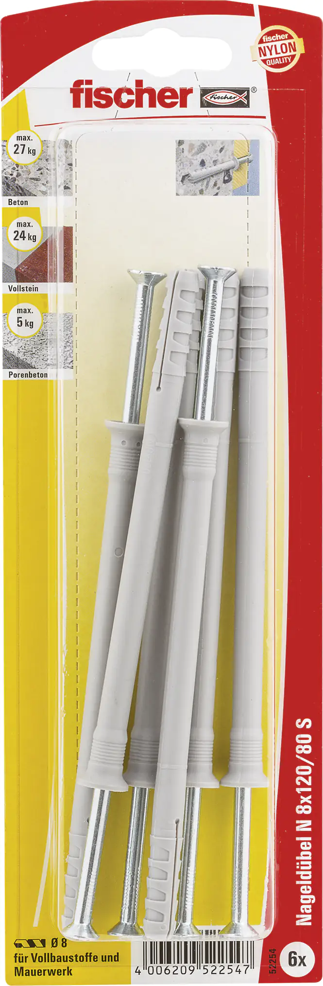 Fischer Nageldübel N 8.0 x 120 mm - 6 Stück