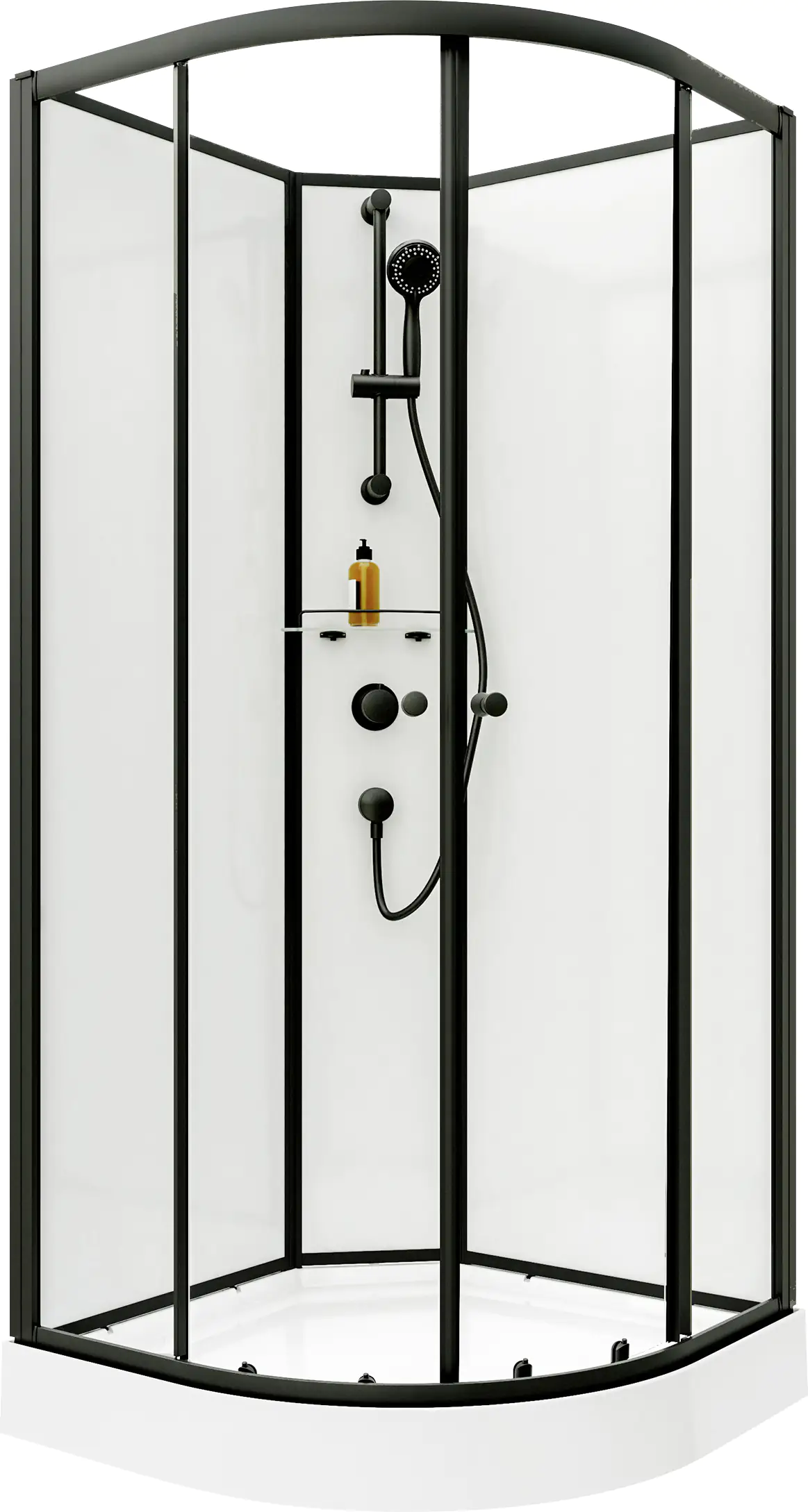 Breuer Komplettdusche BR 200 90x90cm Radius 550 Schwarz Klarglas hell