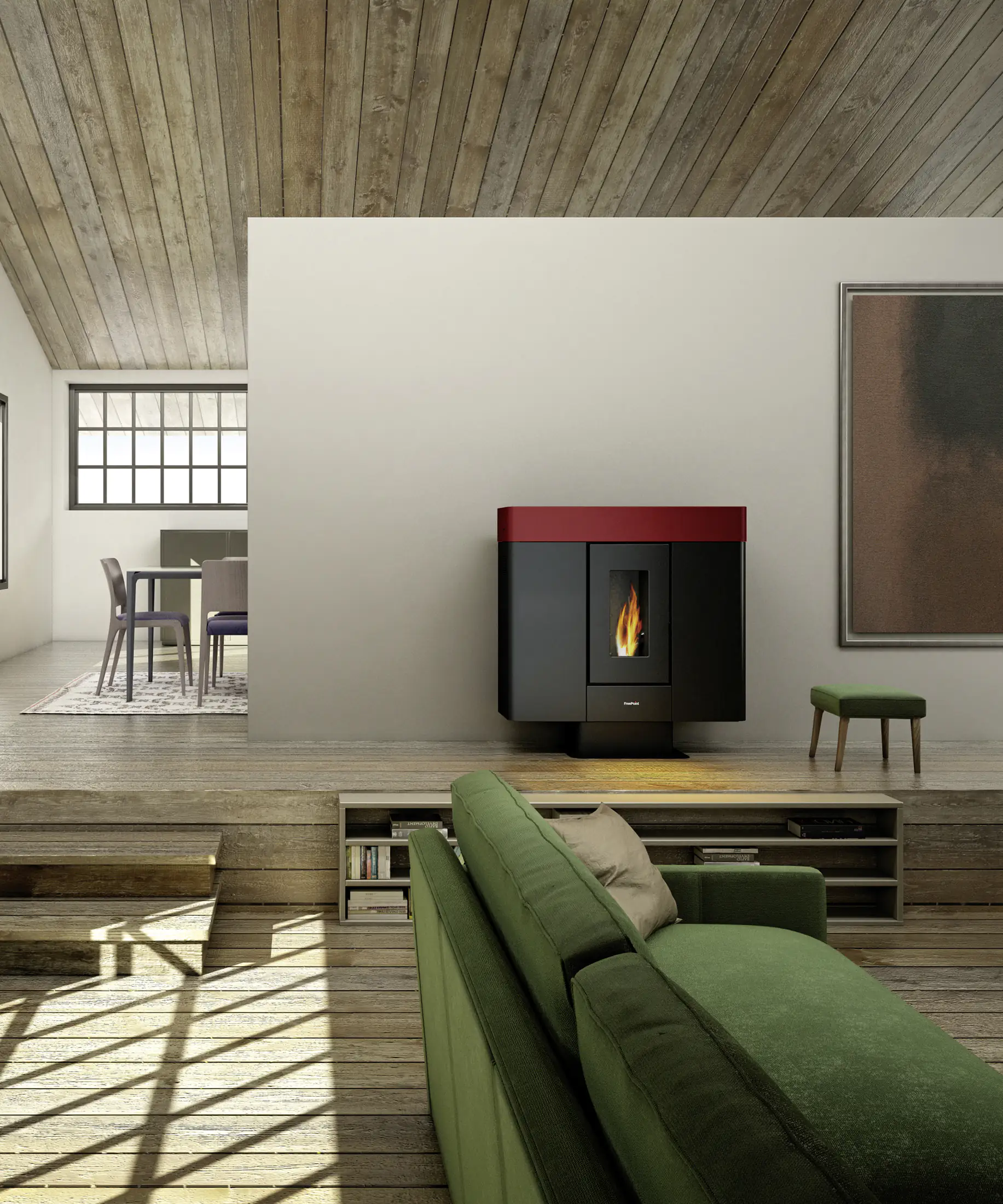 FreePoint Pelletofen MOON Stahl10 kWschwarz-rot