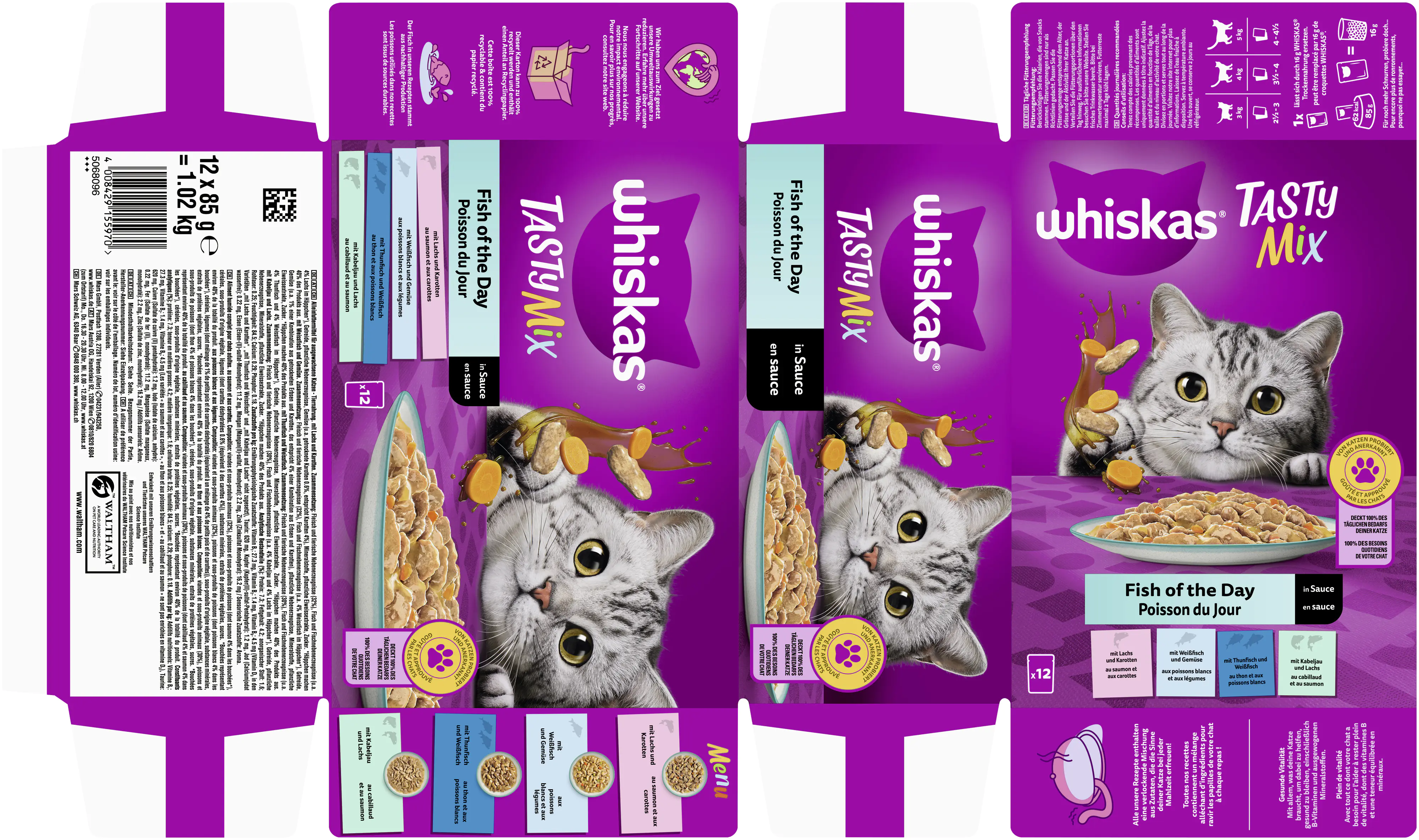 Whiskas Multipack Fish of the Day Tasty Mix Katzenfutter 12 x 85 g