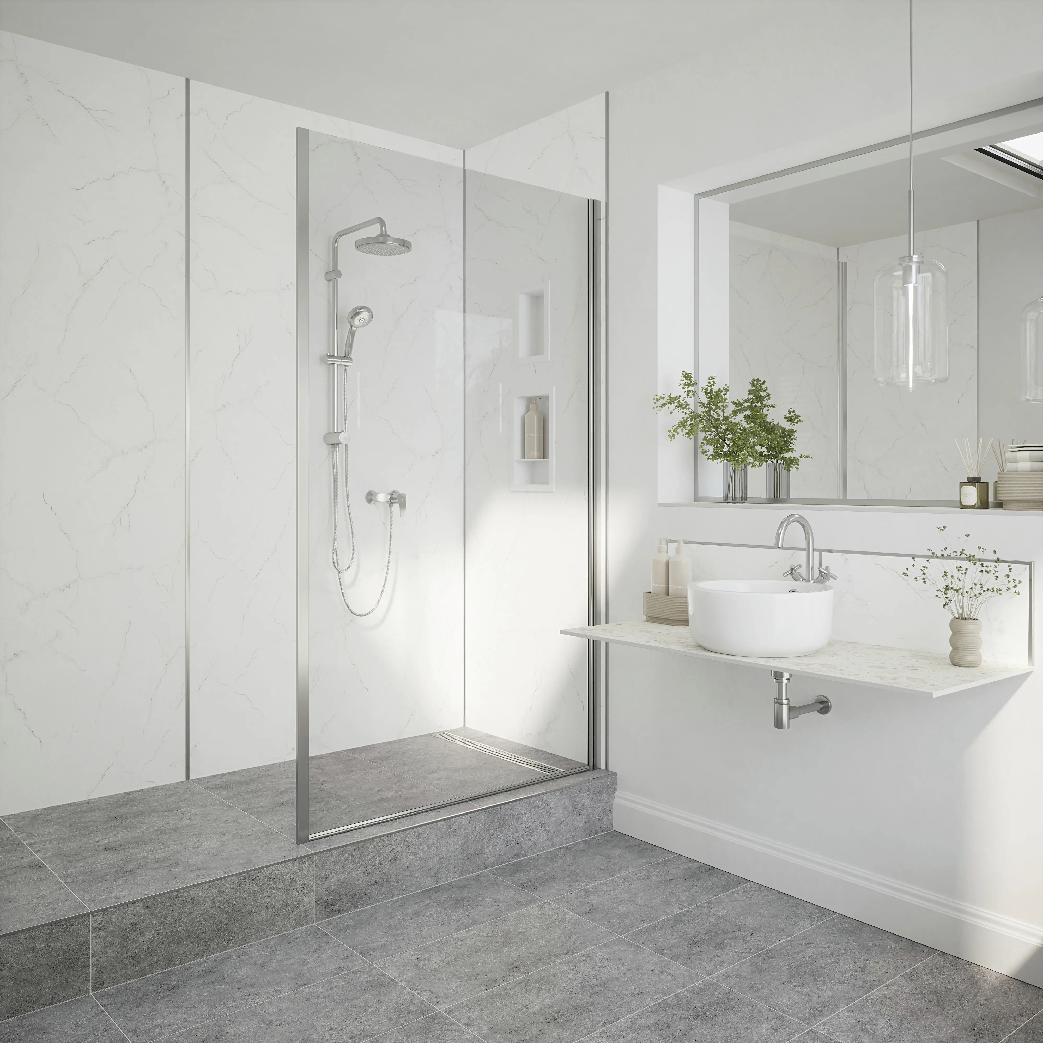 Wetwall Alloy Spritzschutzwand 80 x 25 cm Bianco Venato 