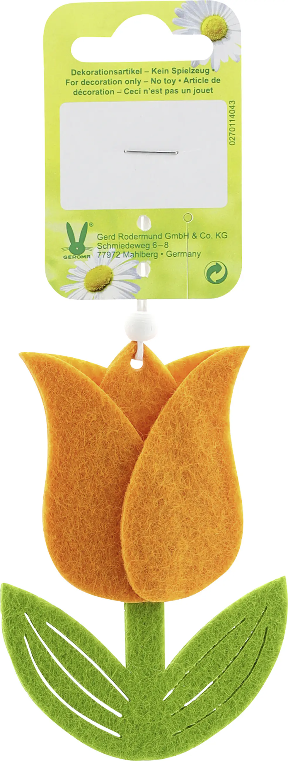 Anhänger Blumen 9,5 cm orange