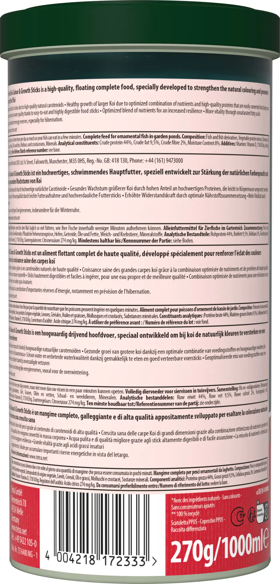 Tetra Pond Koi Sticks Colour & Growth 1 L