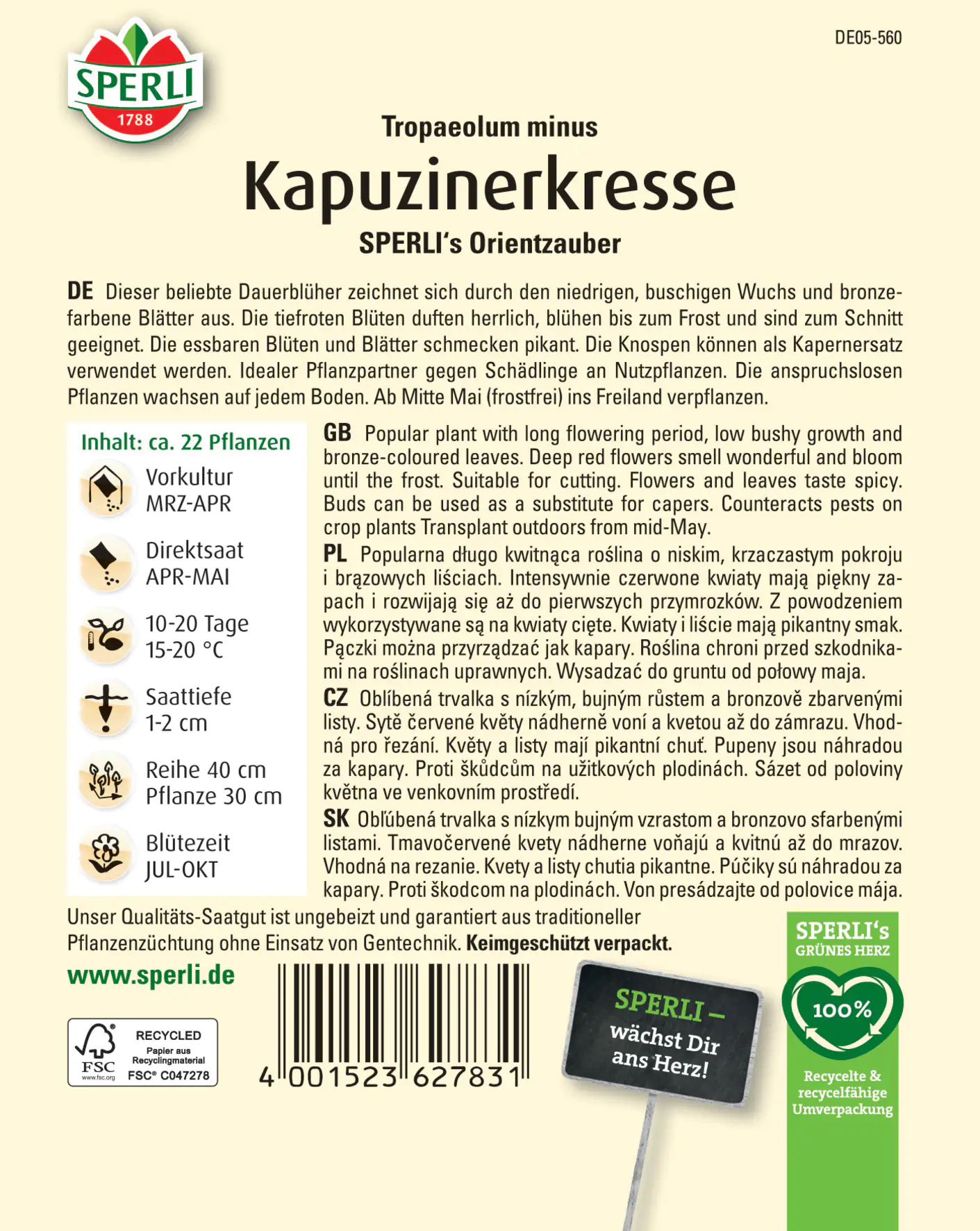 Sperli Kapuzinerkresse SPERLI's Orientzauber