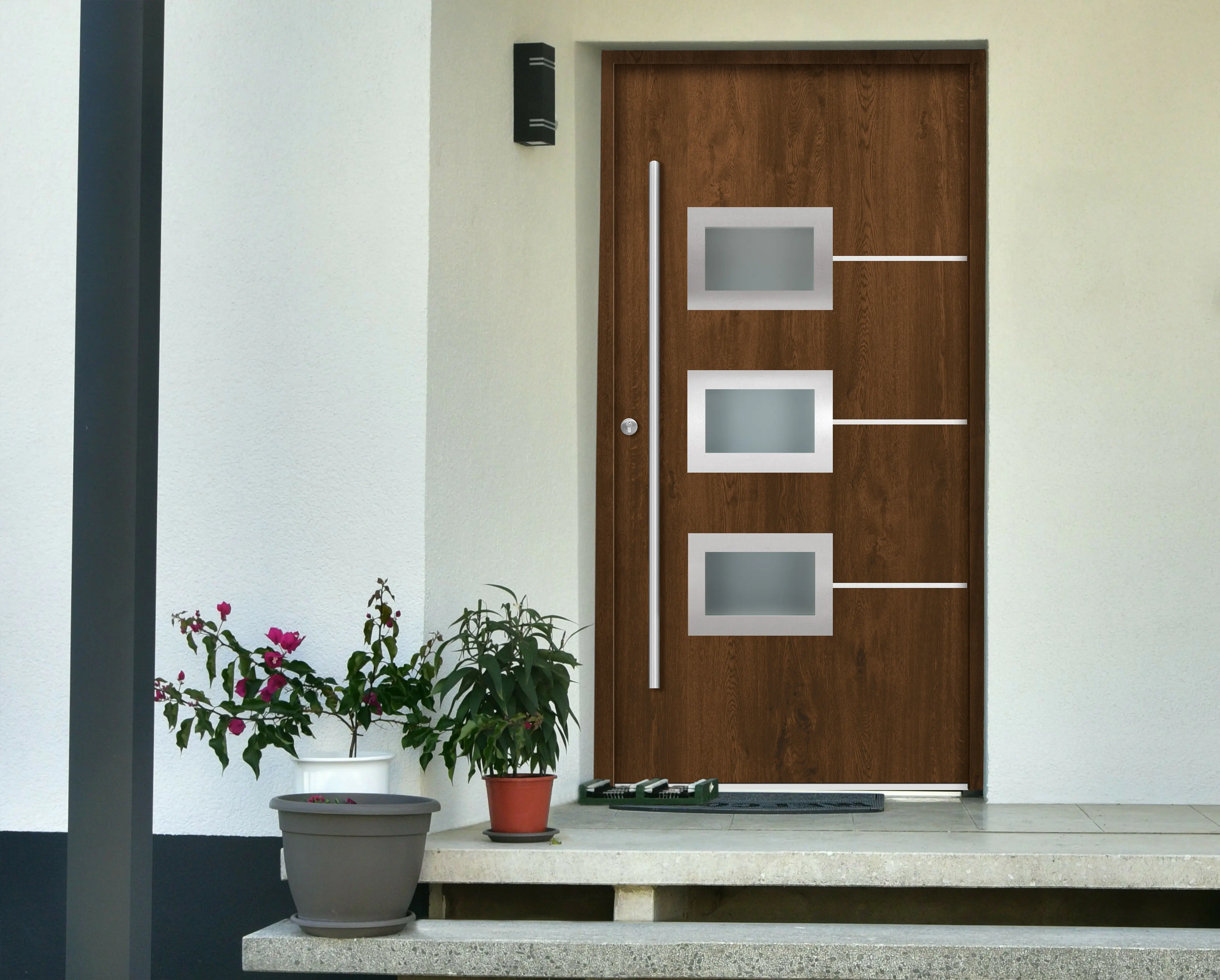 Splendoor Haustür Passivedoor Premium B03 Nussbaum DIN Links 100 x 210 cm