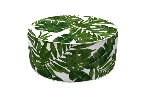 Primaster Sitzpouf aufblasbar weiß grün Ø 53 x 23 cm mit tropischen Blättern Primaster Sitzpouf aufblasbar weiß grün Ø 53 x 23 cm mit tropischen Blättern