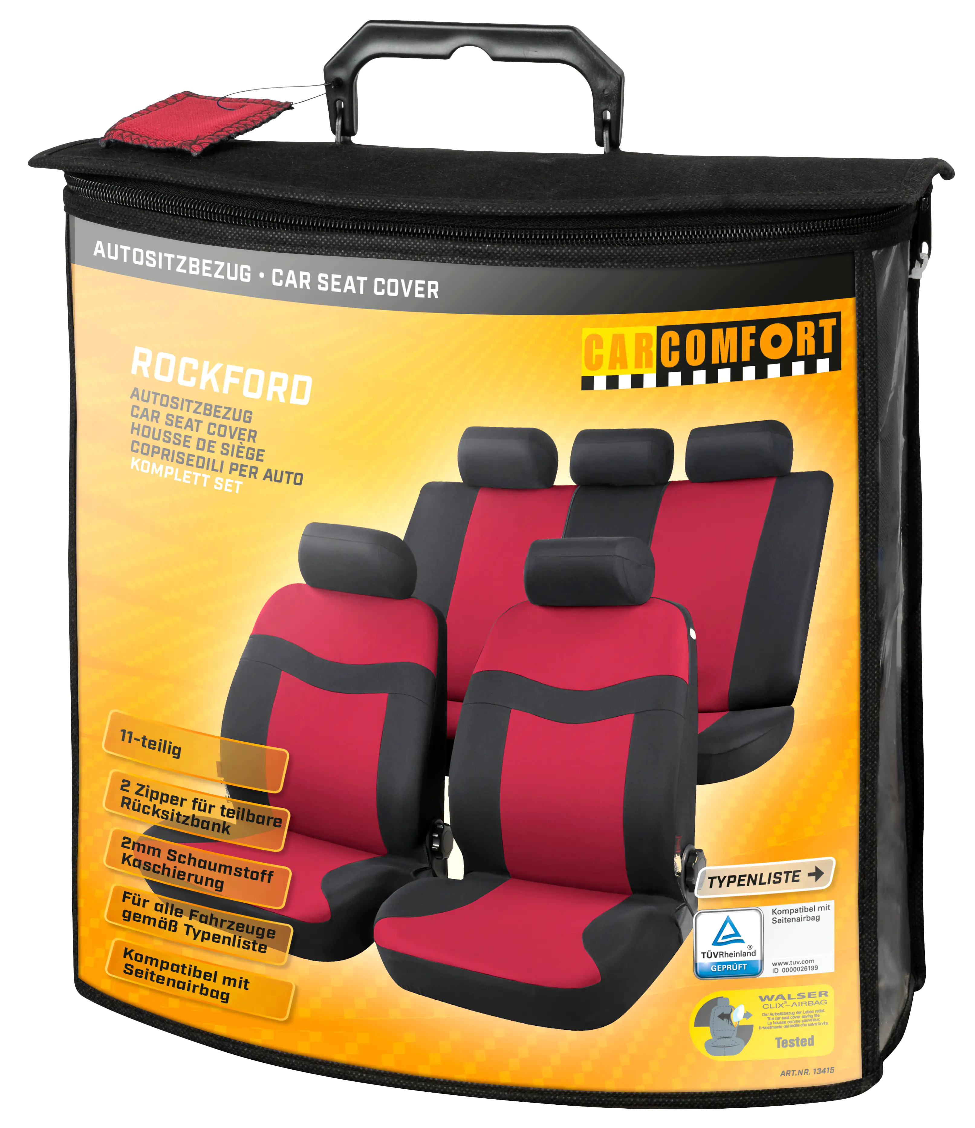 Walser Autositzbezug Rockford rot 11-teilig