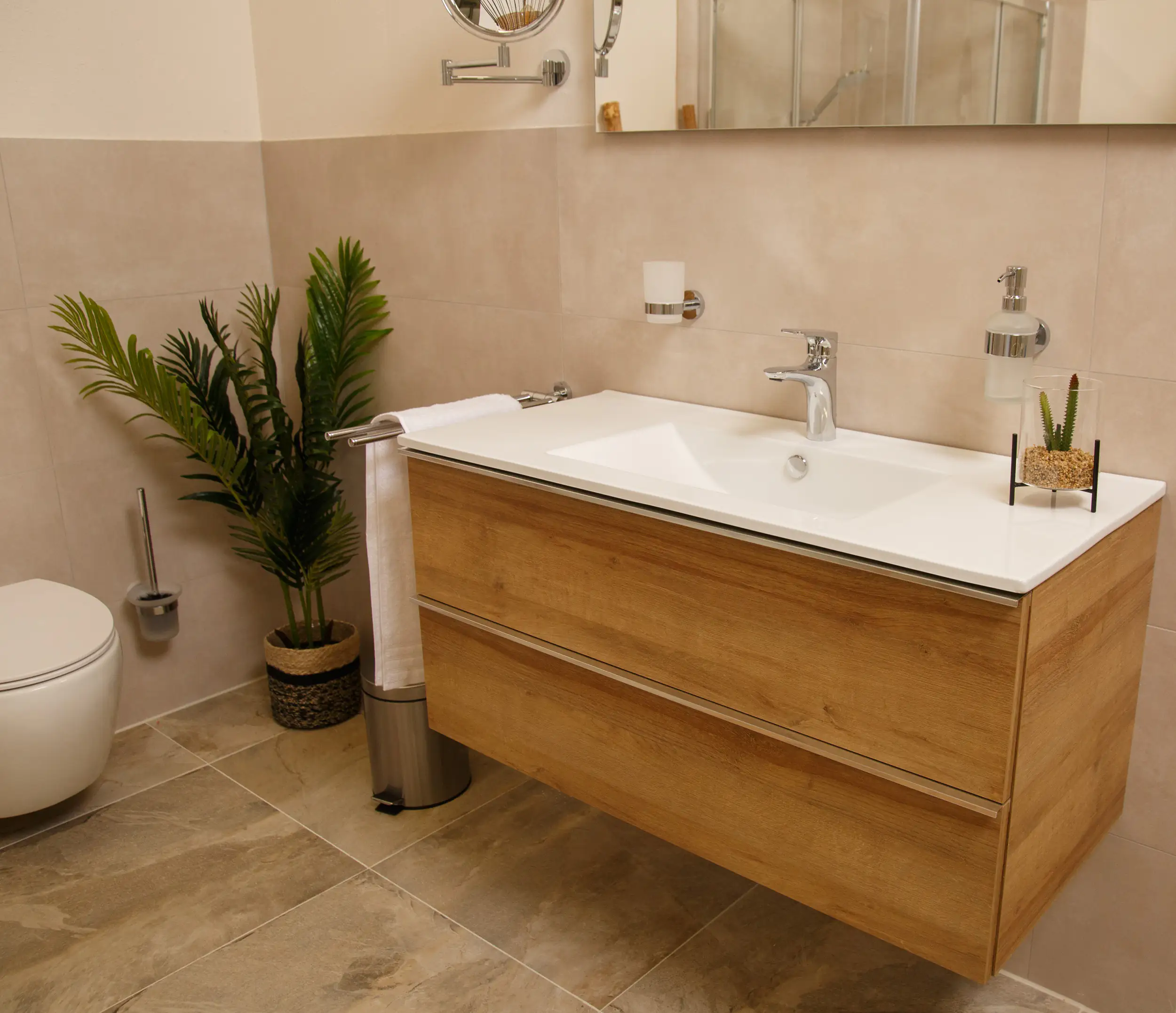 Primaster Bad-Set Düsseldorf riviera 101 cm LED-Leuchten, Mineralgusswaschtisch