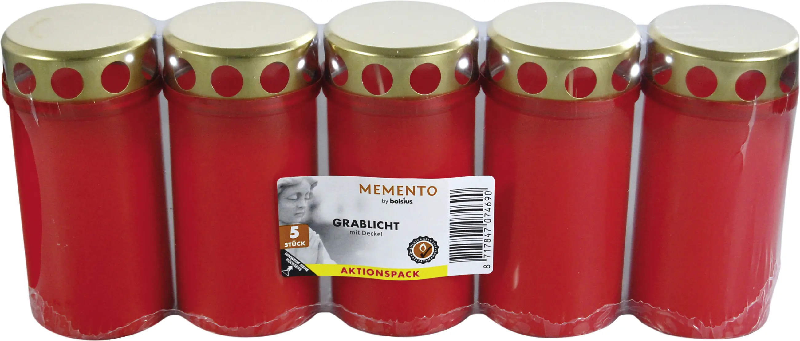 Bolsius Dauerbrenner mit Deckel 5er Packung rot, Höhe: 12 cm