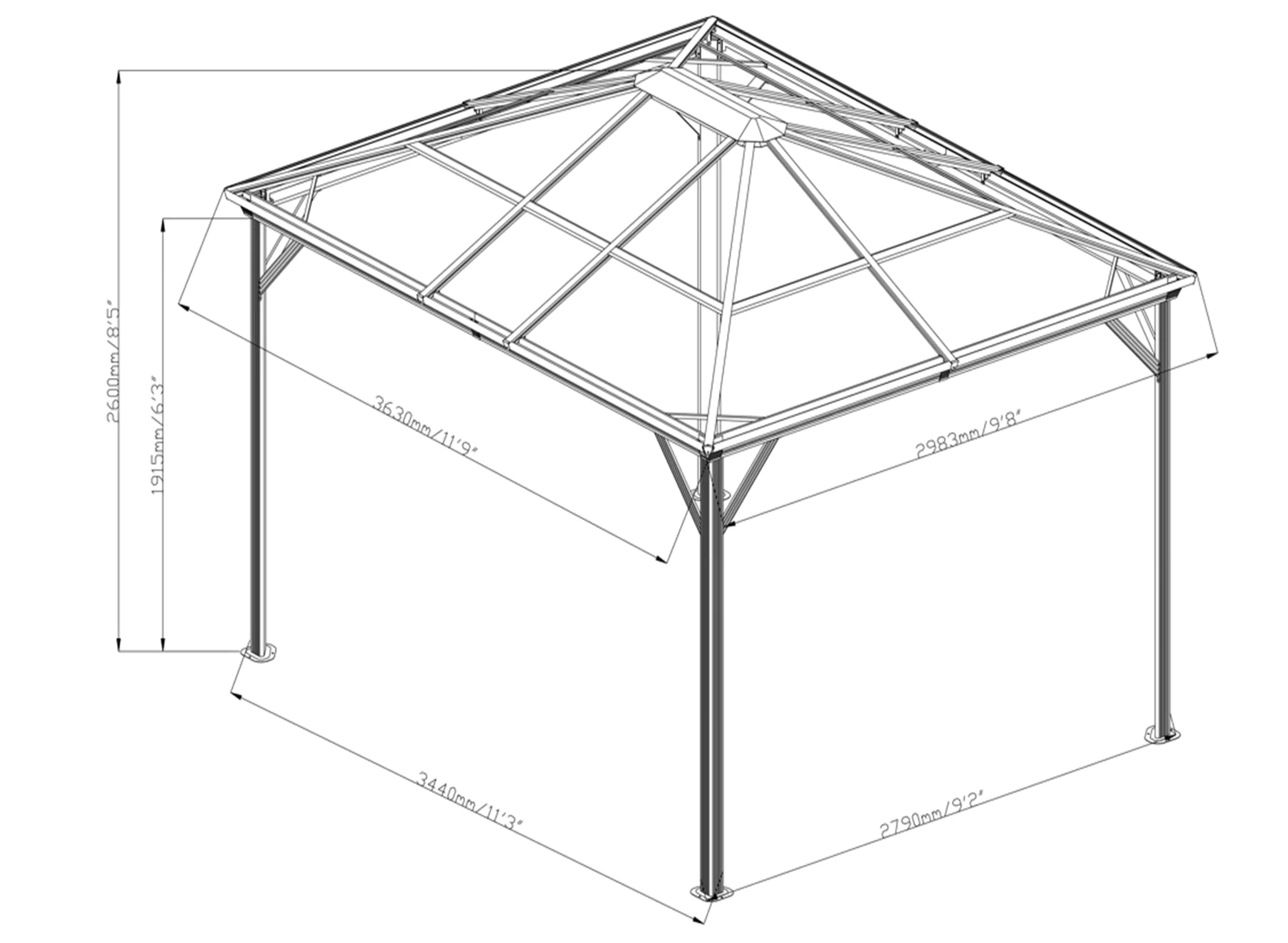 Sojag Gartenpavillon Verona 10x12 anthrazit