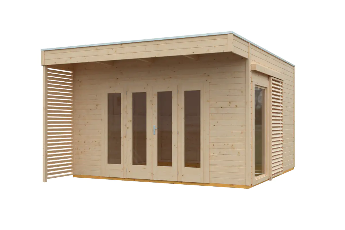 4018211604340_2 SKAN HOLZ Gartenhaus Tokio 4 402 x 402 cm natur mit Fußboden, einschalig