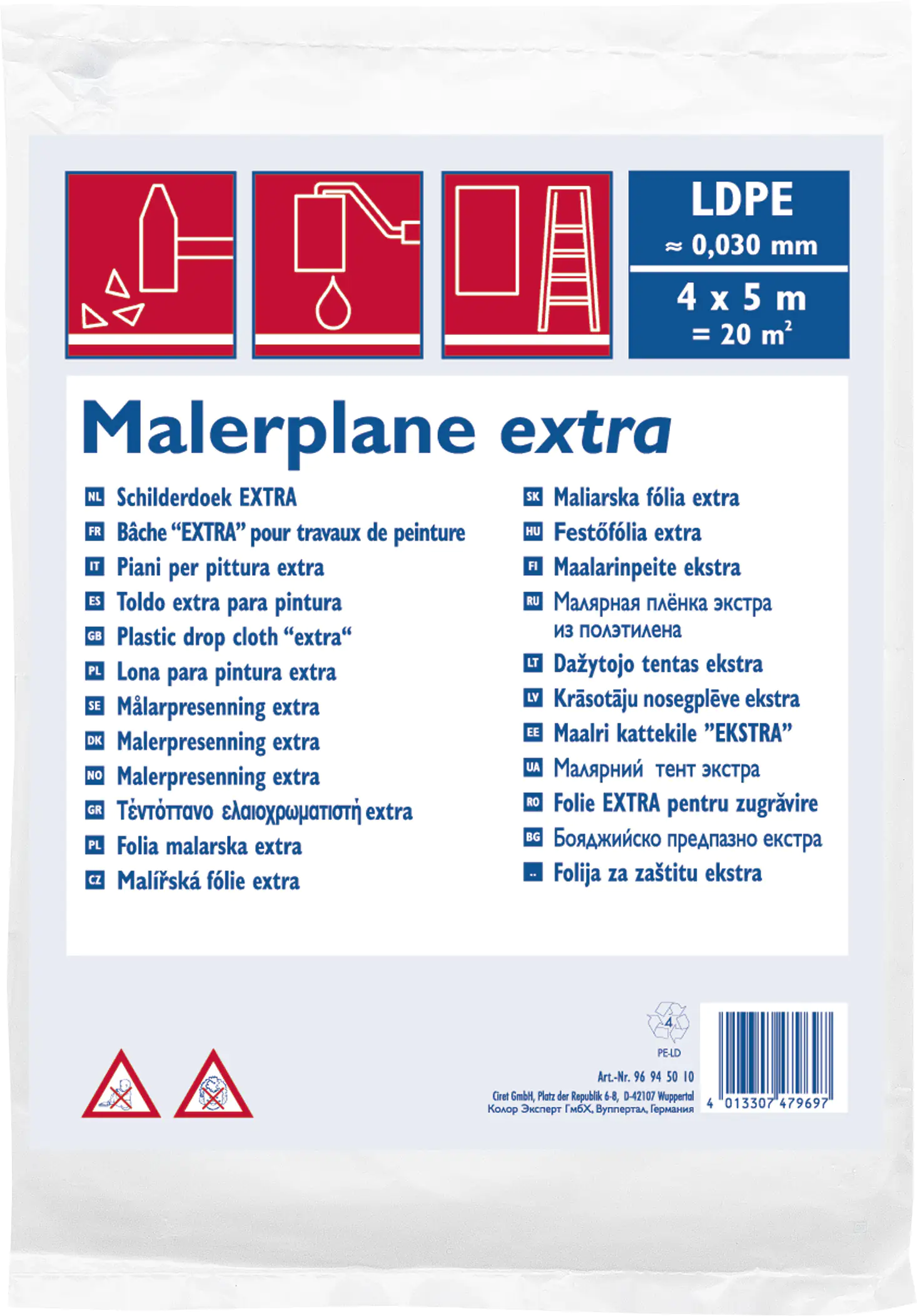 Color Expert Bauplane LDPE 30 my 4 x 5 m 20 m², transluzent