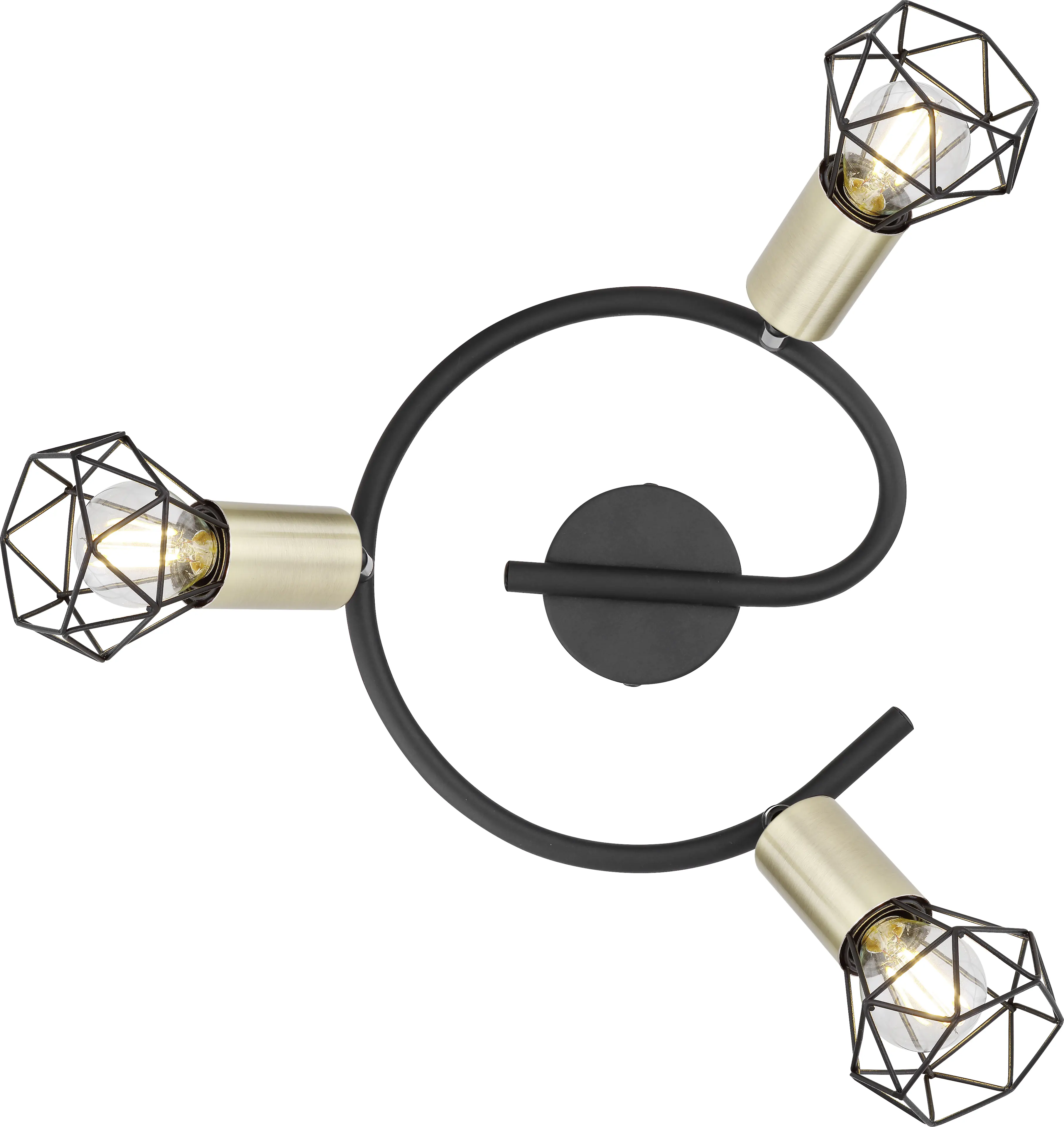 Globo 3er Spot Xara l schwarz-messing Ø 23 cm E14, max.40 W