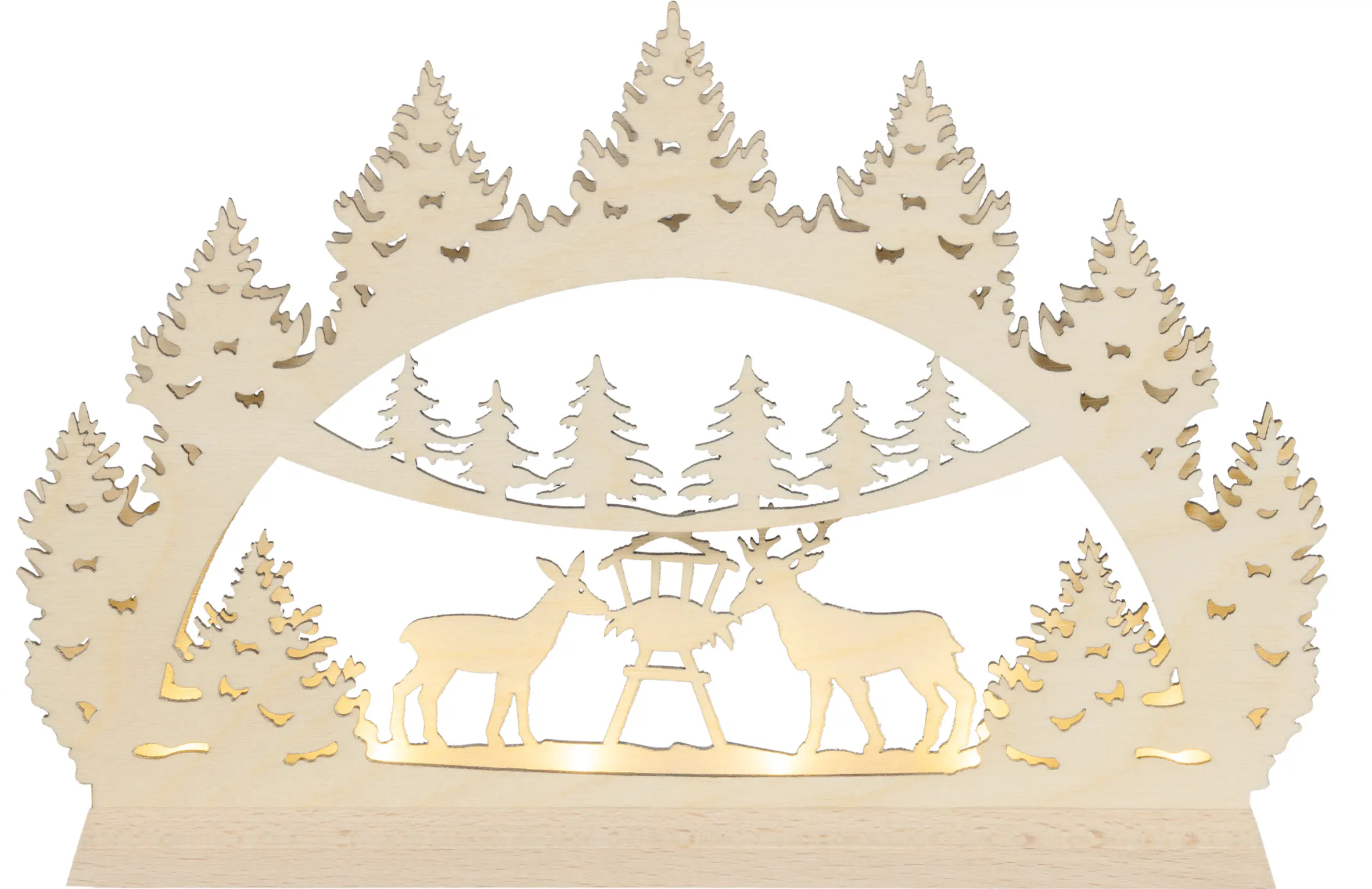 Saico LED-Schwibbogen Waldmotiv Winter mit Timer 22 x 14 cm warmweiß natur 