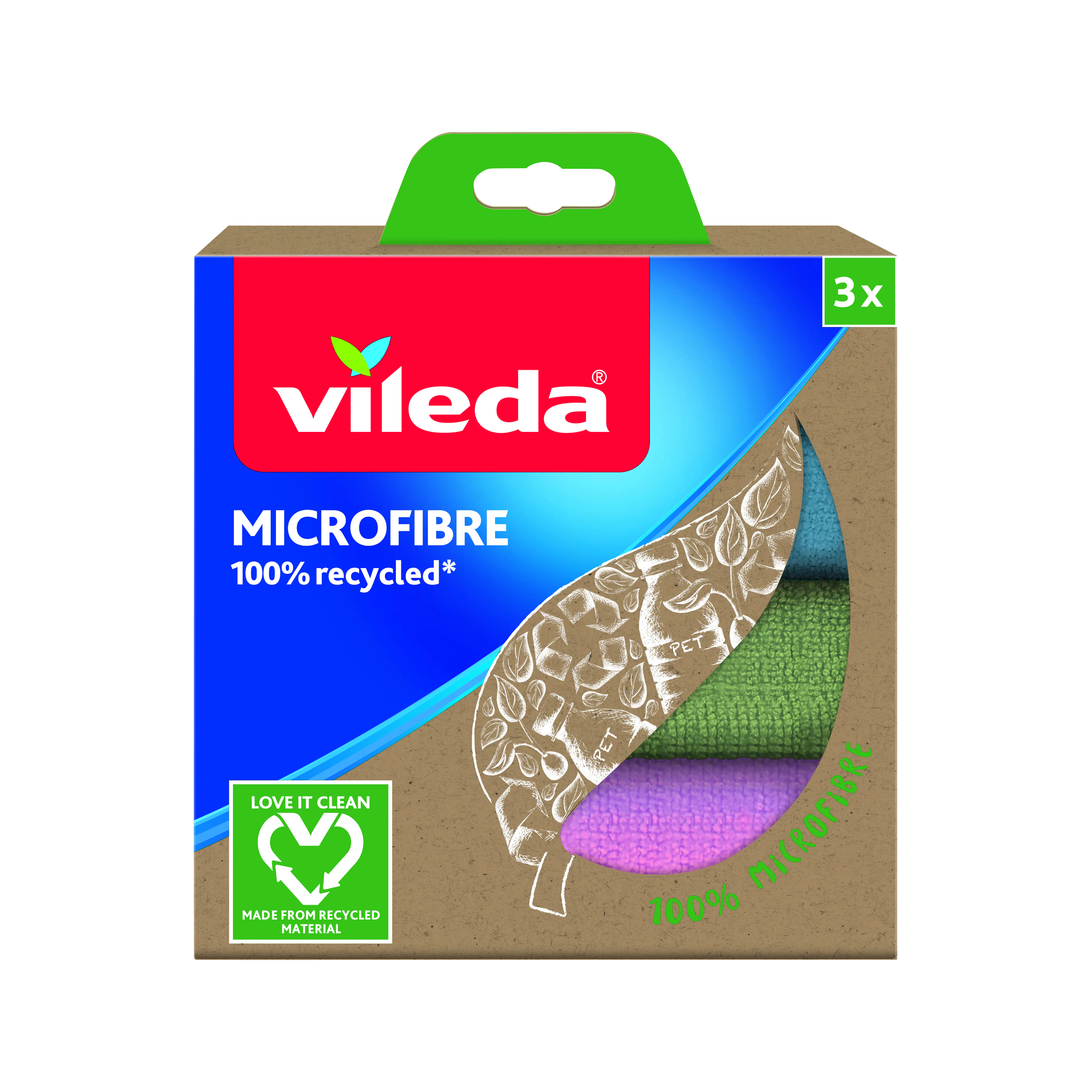 Vileda Microfasertuch Microfibre 100% Recycled 3 Stück