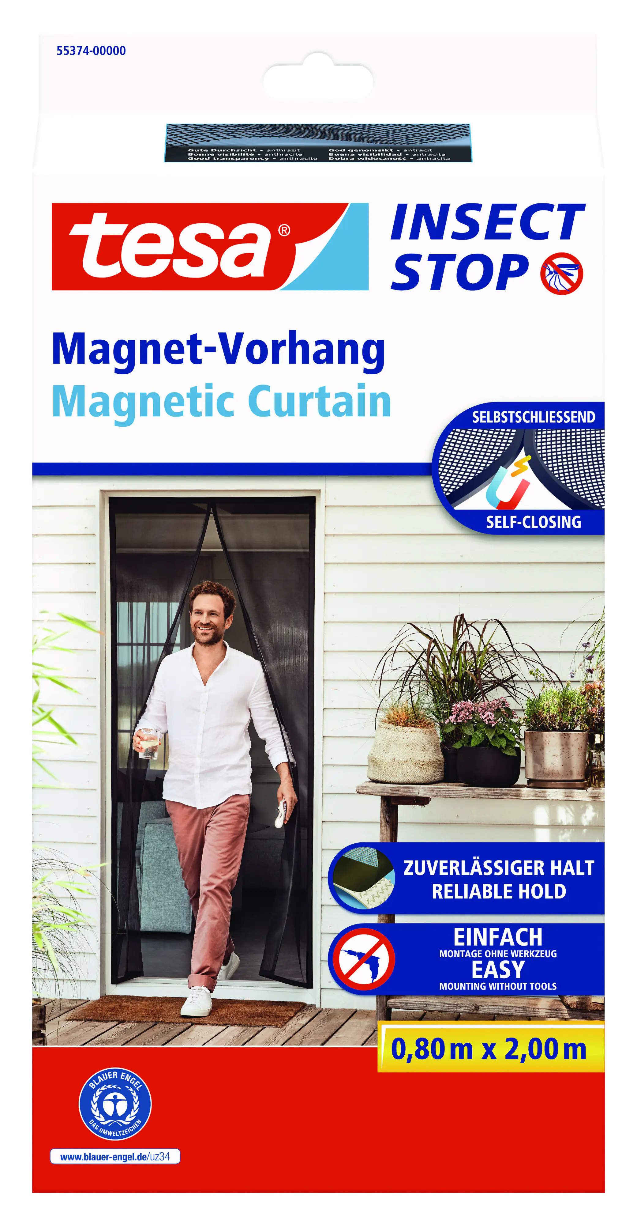 tesa Fliegengitter Magnetvorhang 80 x 200 cm anthrazit