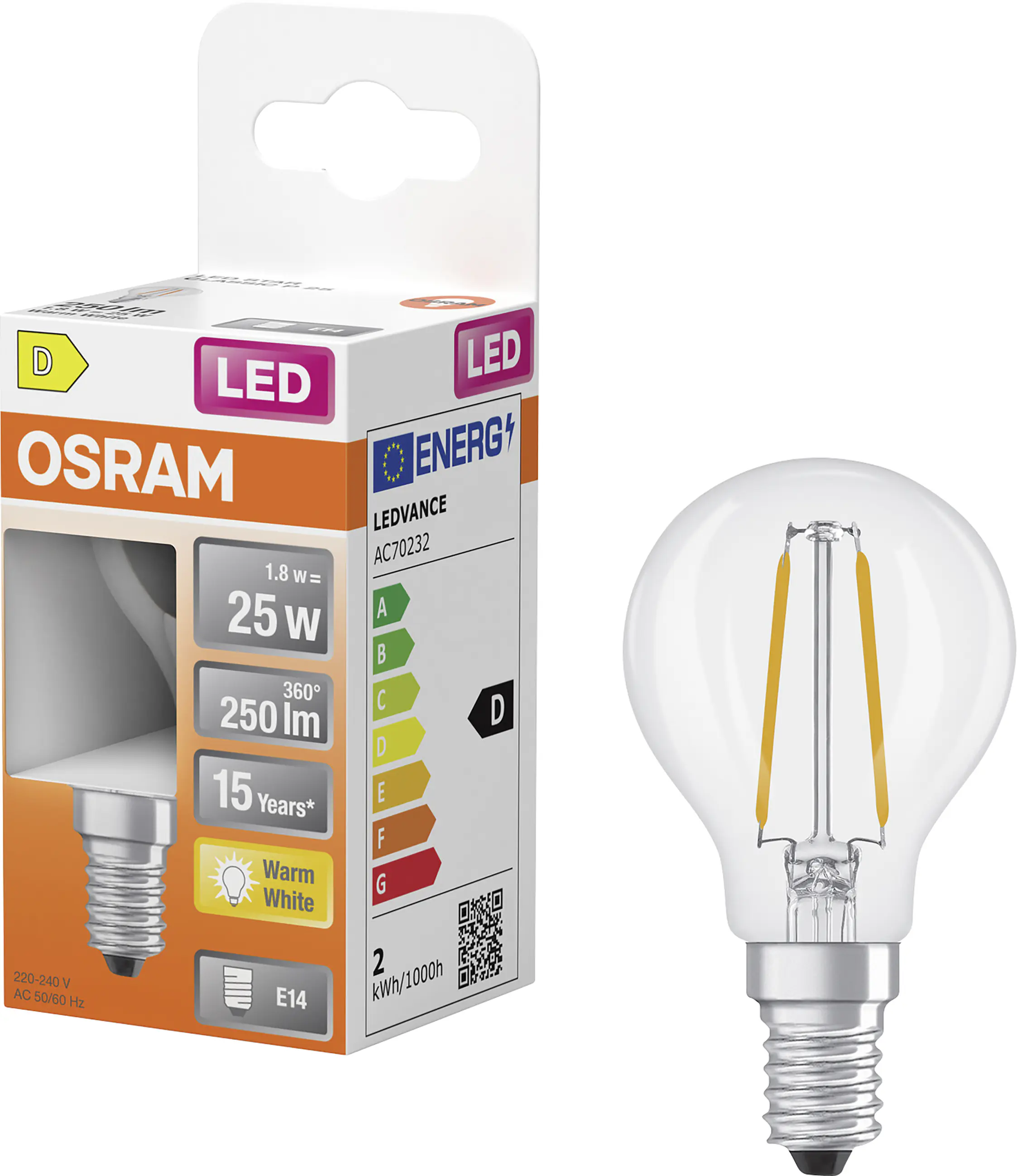Osram LED Leuchtmittel E14 Star Classic 1,8W klar warmweiß Osram LED Leuchtmittel E14 Star Classic 1,8W klar warmweiß