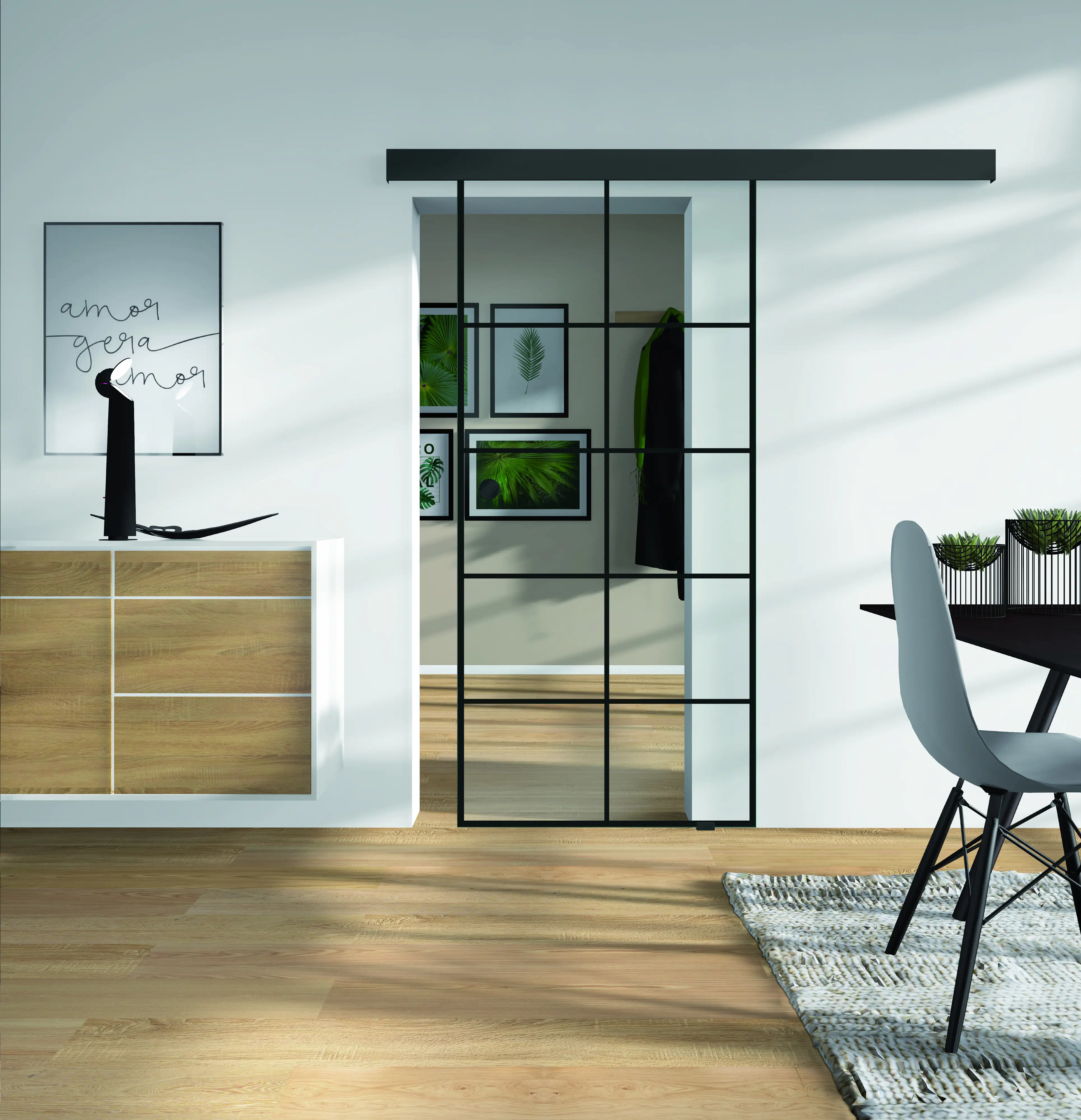 Ambiente Glas-Schiebetürset Black Klarglas Glas Dekor S 76/20 ESG