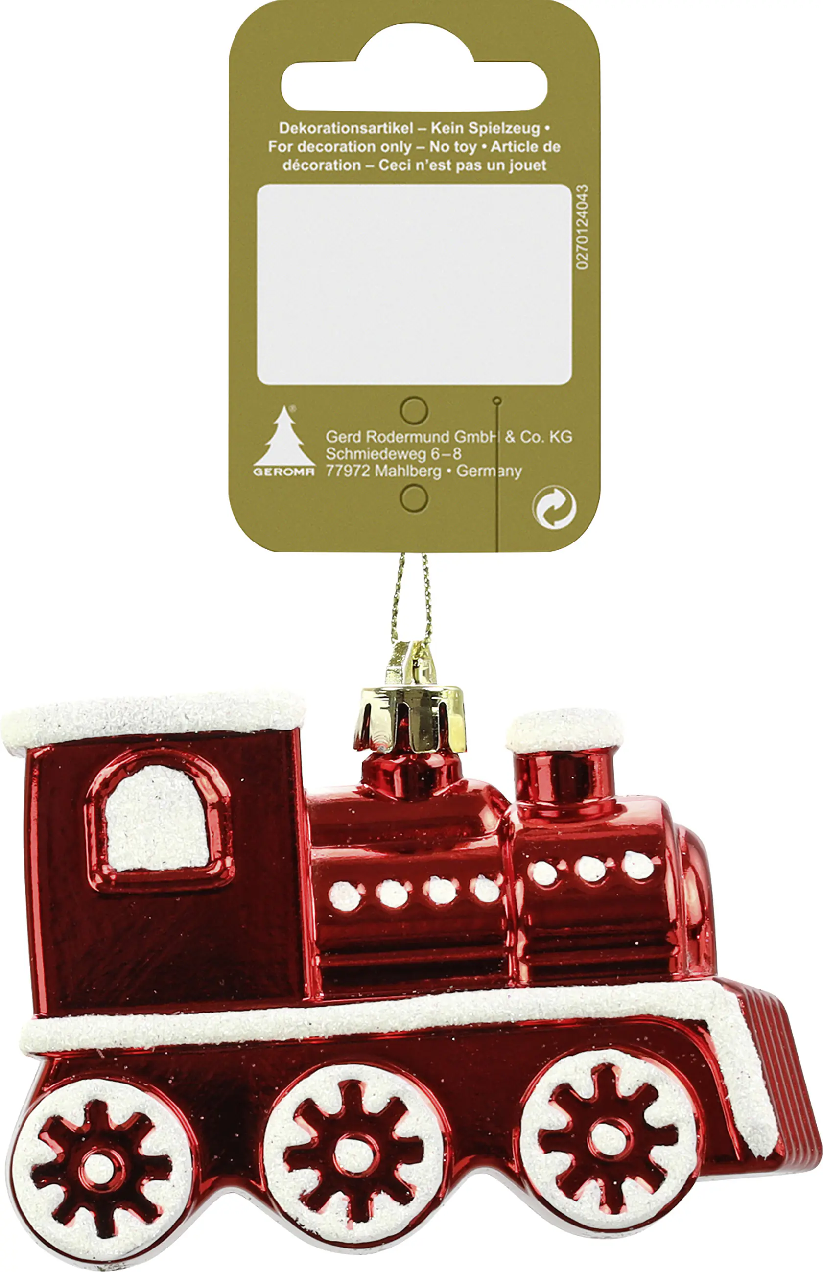 Dekohänger Zug Kunststoff 10 x 7 cm rot-weiß