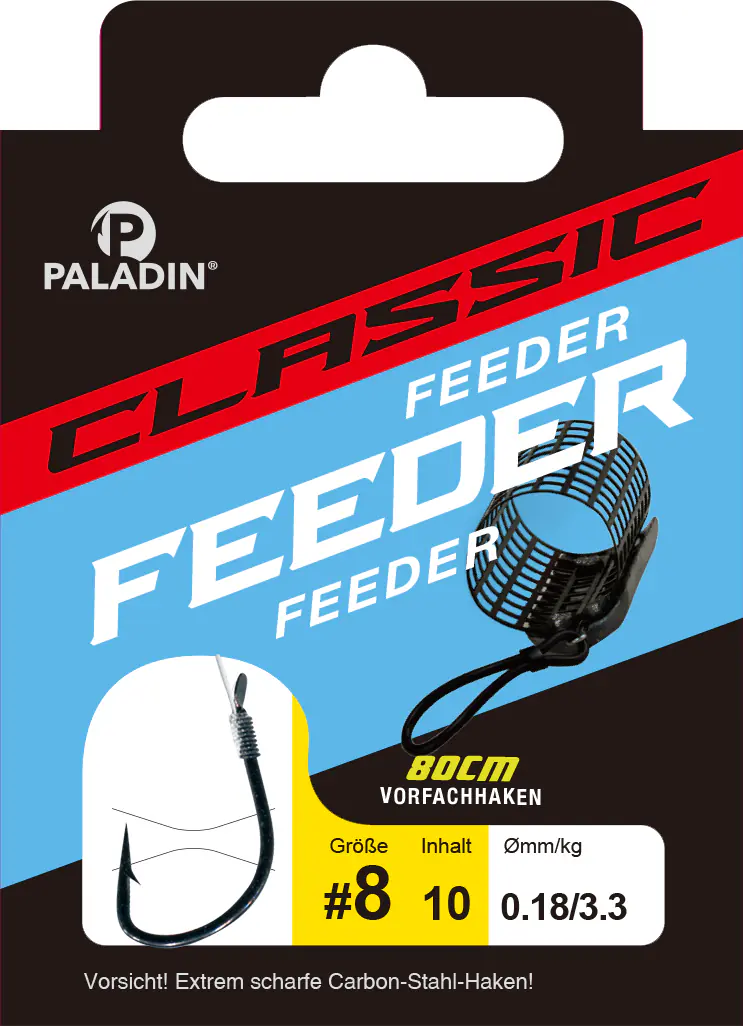 Paladin Angelhaken für Feeder gebunden Größe 12 80 cm 10 Stück gunsmoke