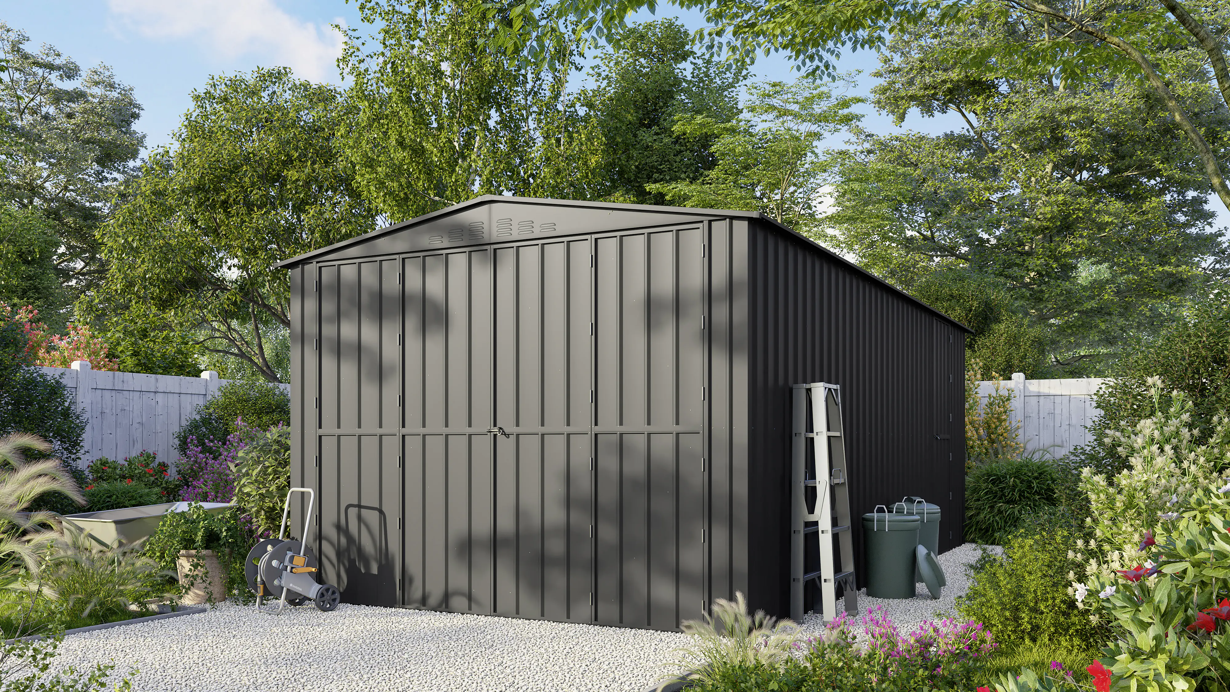 Globel Erweiterungsmodul Metallgerätehaus Worker 125 x 308 x 225 cm anth.