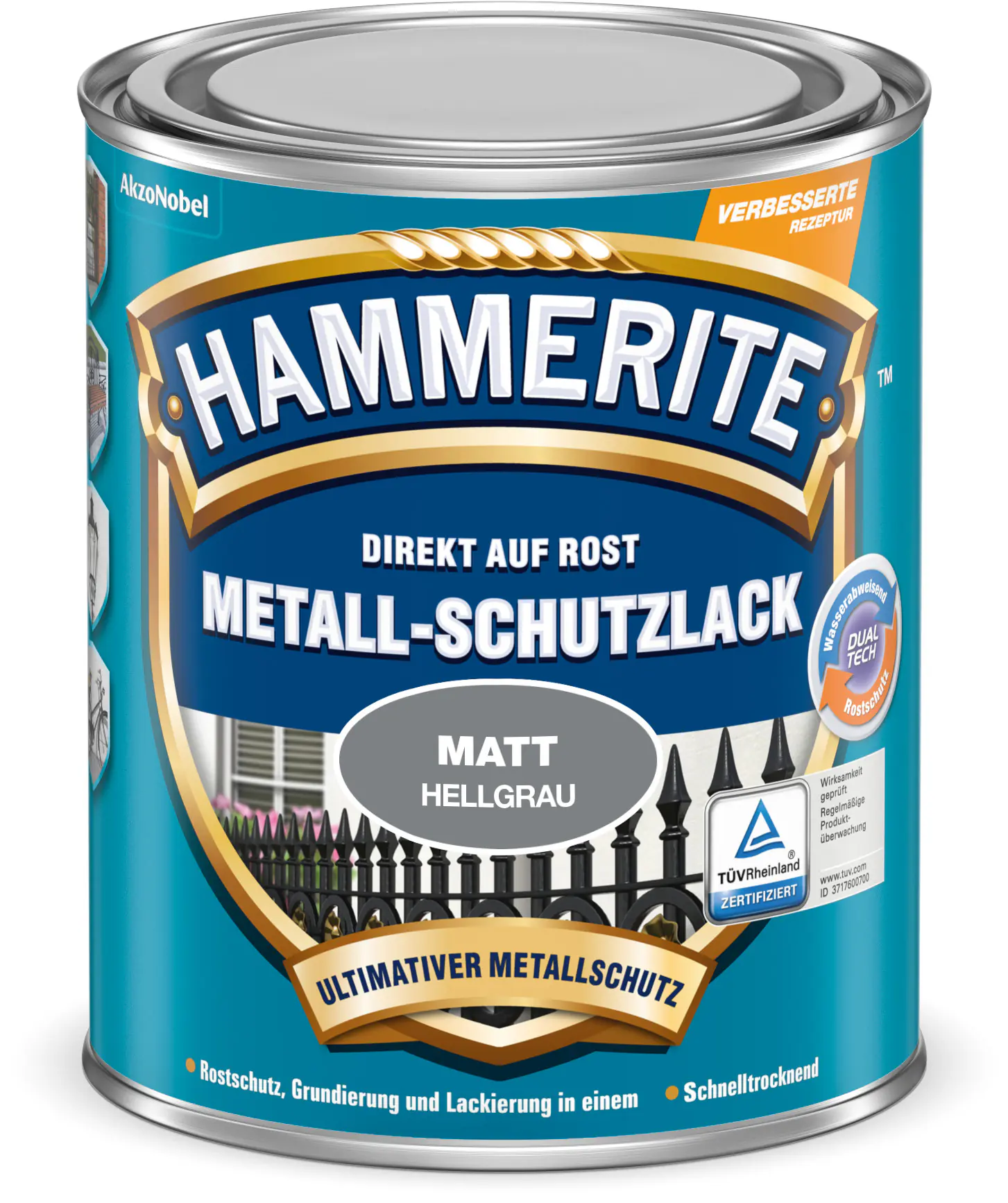 Hammerite Metall-Schutzlack 250 ml hellgrau matt 