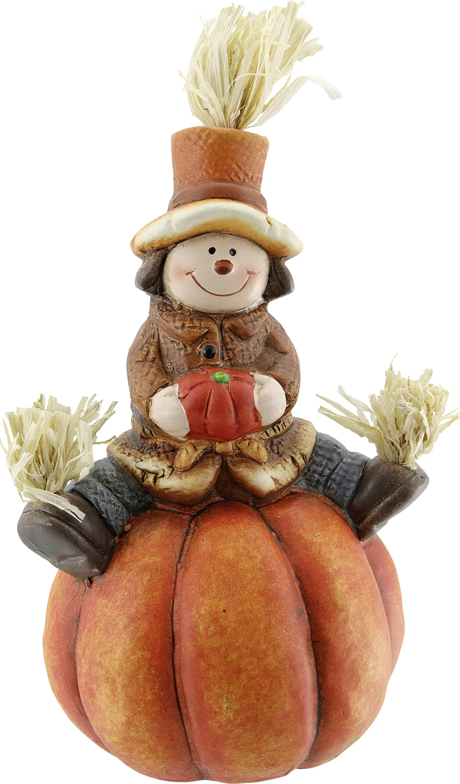 Herbstmädchen auf Kürbis Keramik Stro 17,5 x 9 x 10 cm