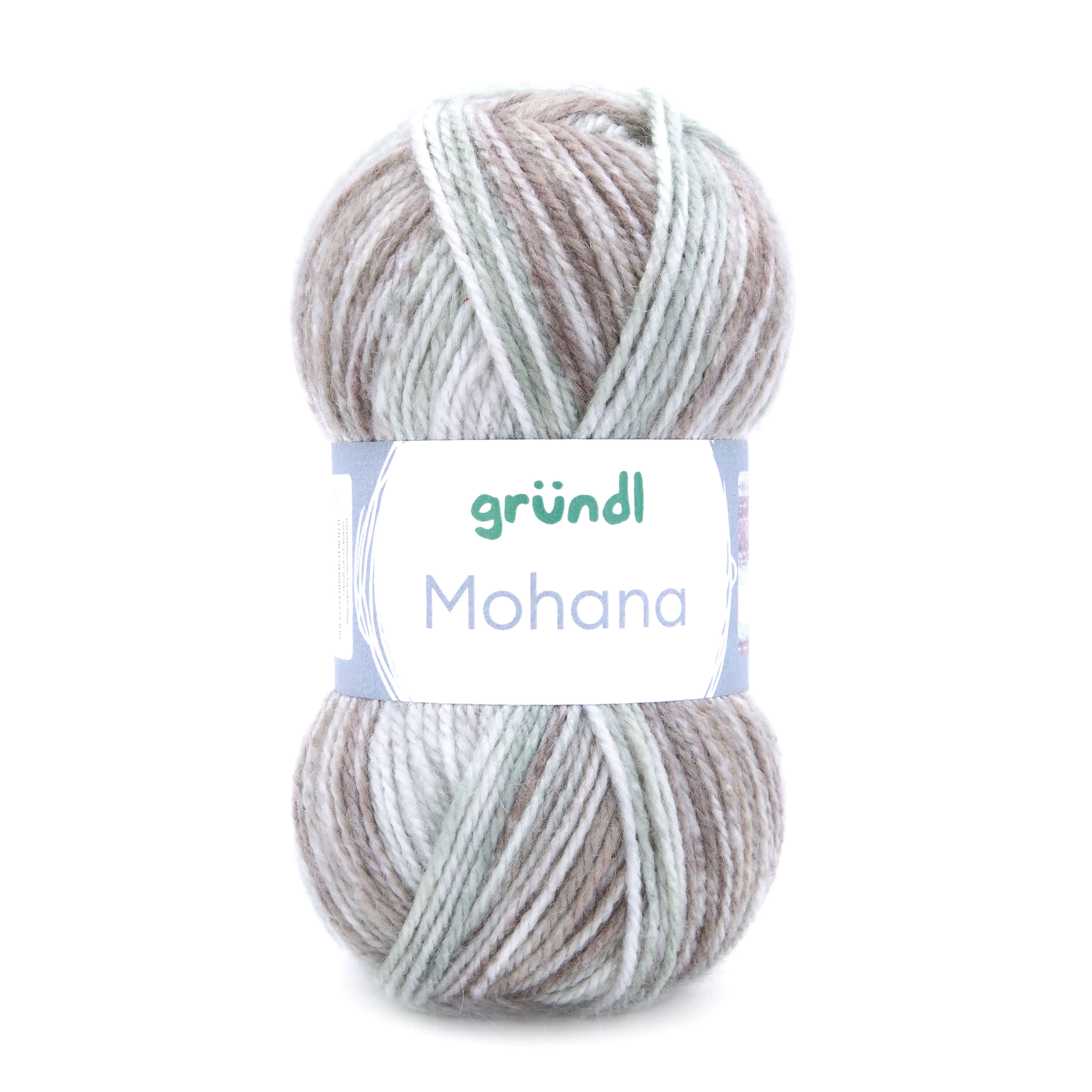 Gründl Wolle Mohana 100 g hellgrau-mint-natur-weiß
