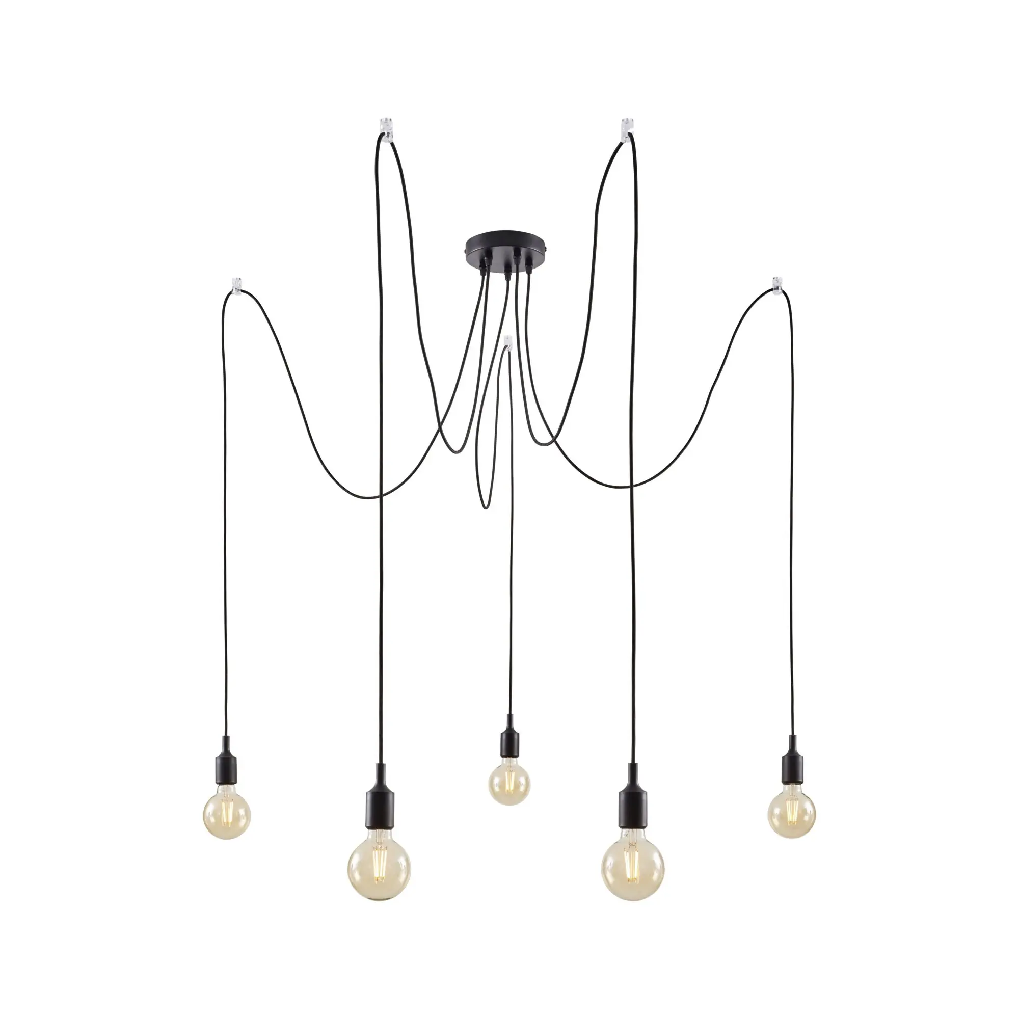 Paulmann Pendelleuchte Neordic Ketil Schwarz, E27, 5 Fassungen