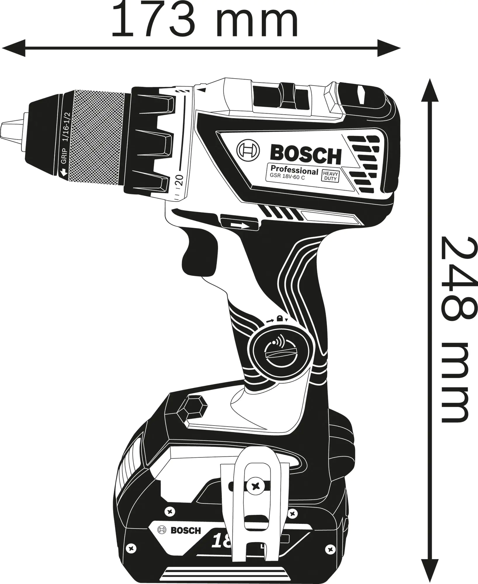 Bosch Professional Akku-Schlagbohrmaschine GSB 18V-60 C 4 Ah Solo Bosch Professional Akku-Schlagbohrmaschine GSB 18V-60 C 4 Ah Solo