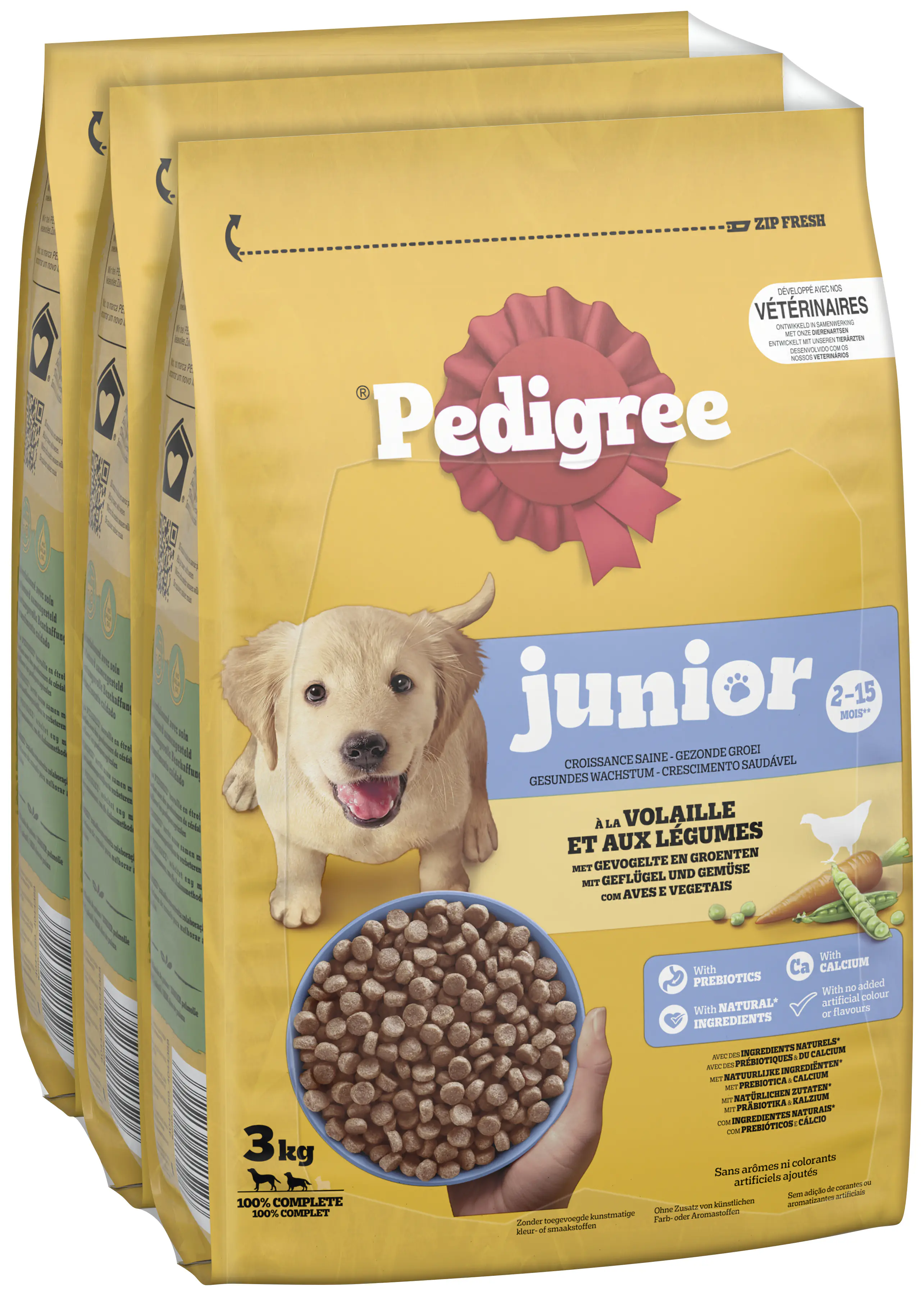 Pedigree Hundetrockenfutter Junior 3 kg Geflügel & Gemüse