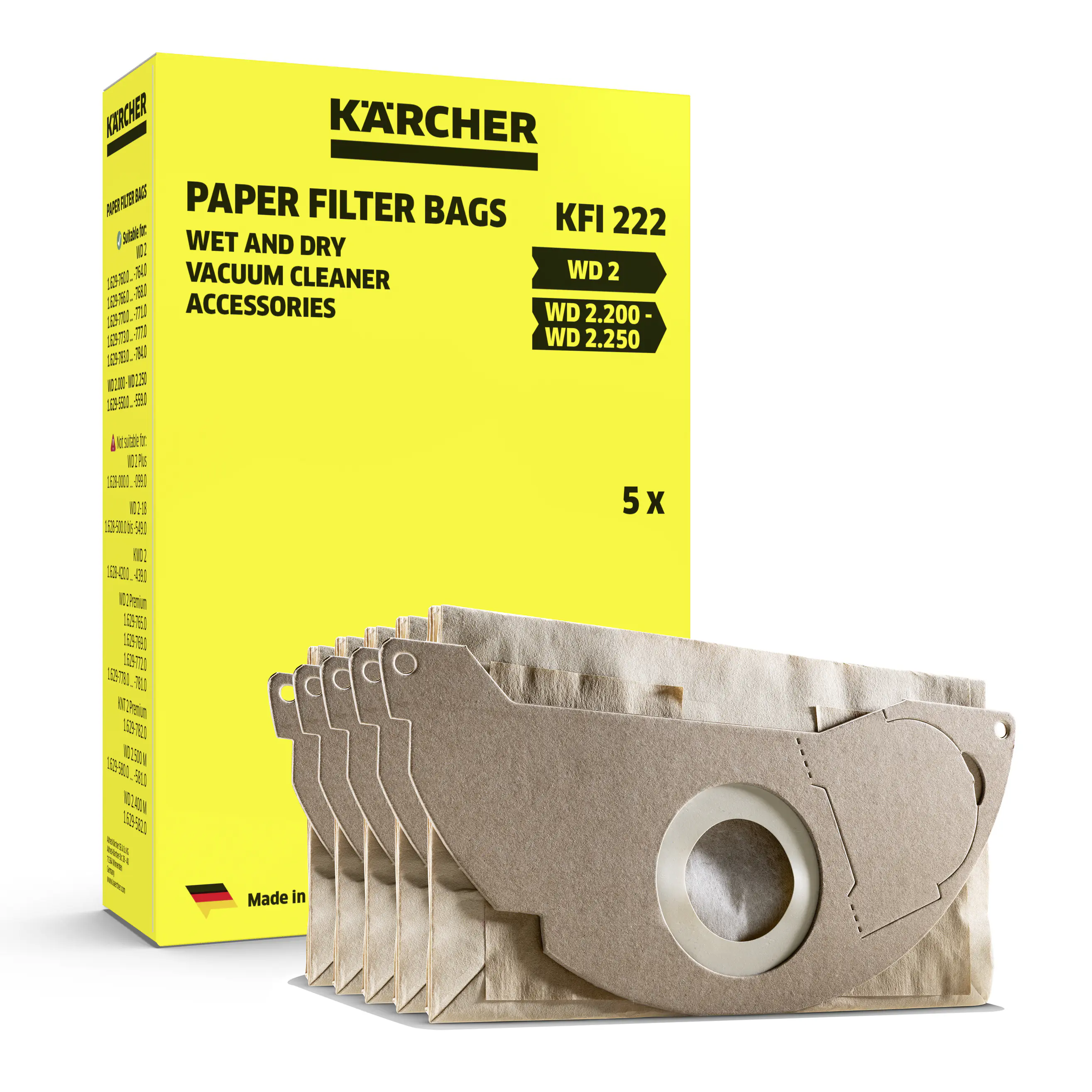 Kärcher Papierfiltertüten 5 Stück WD 2.200 - WD 2.399
