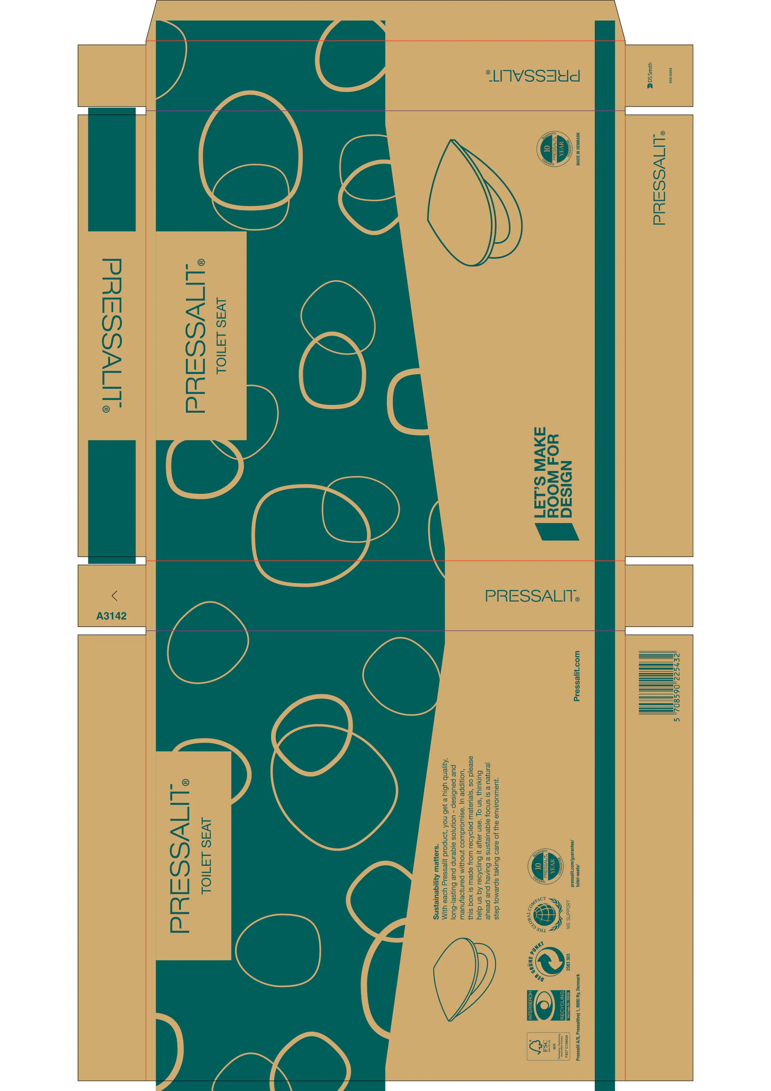 Pressalit WC-Sitz Tervo Duroplast, mit Edelstahl-Scharnieren