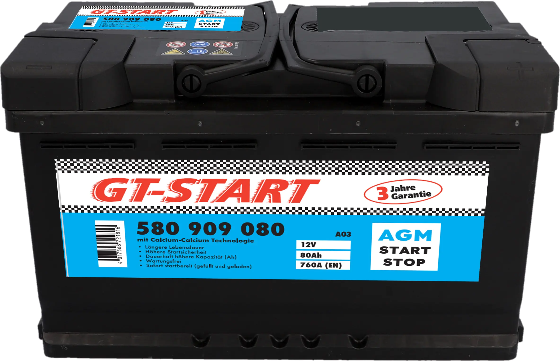 GT-Start Starterbatterie AGM 80Ah 760A 580 909 080