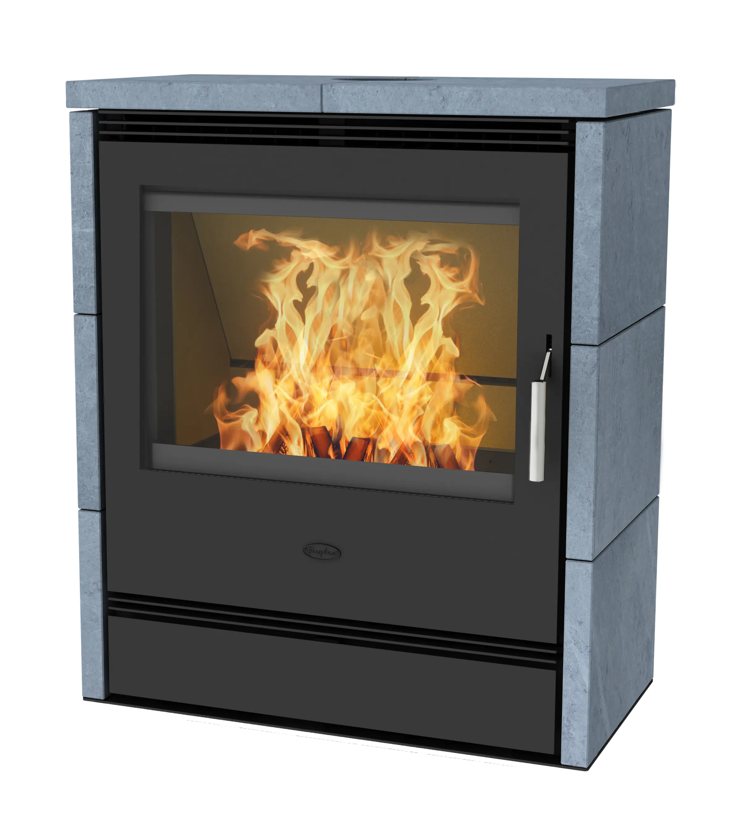 Fireplace Kaminofen Rönky Speckstein/Stahl, grau, 9 kW