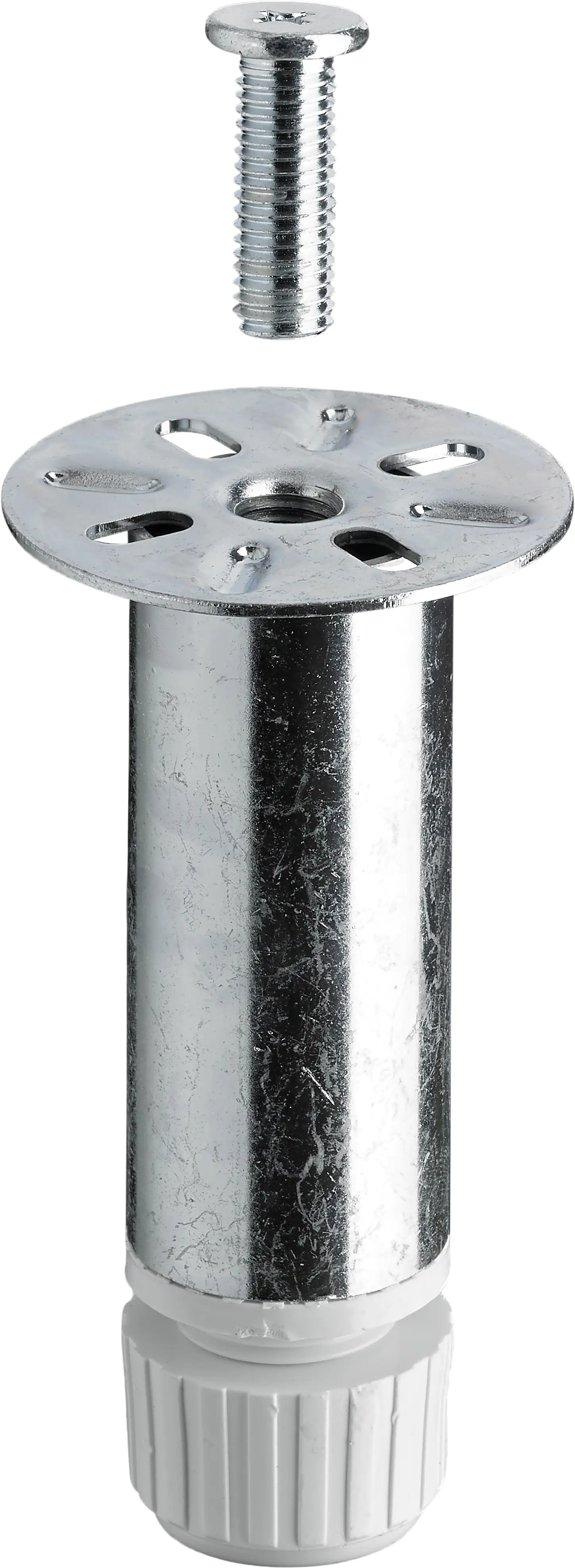 Hettich Sockelverstellfuß 100 mm Ø 30 x 100 - 110 mm, verzinkt/hellgrau