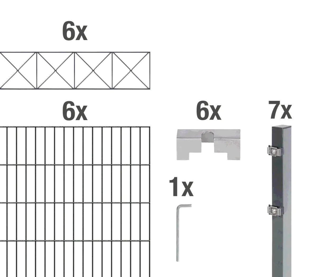 Alberts Doppelstabmatten-Grundset Nexus 200 x 120 cm 12 m anthrazit