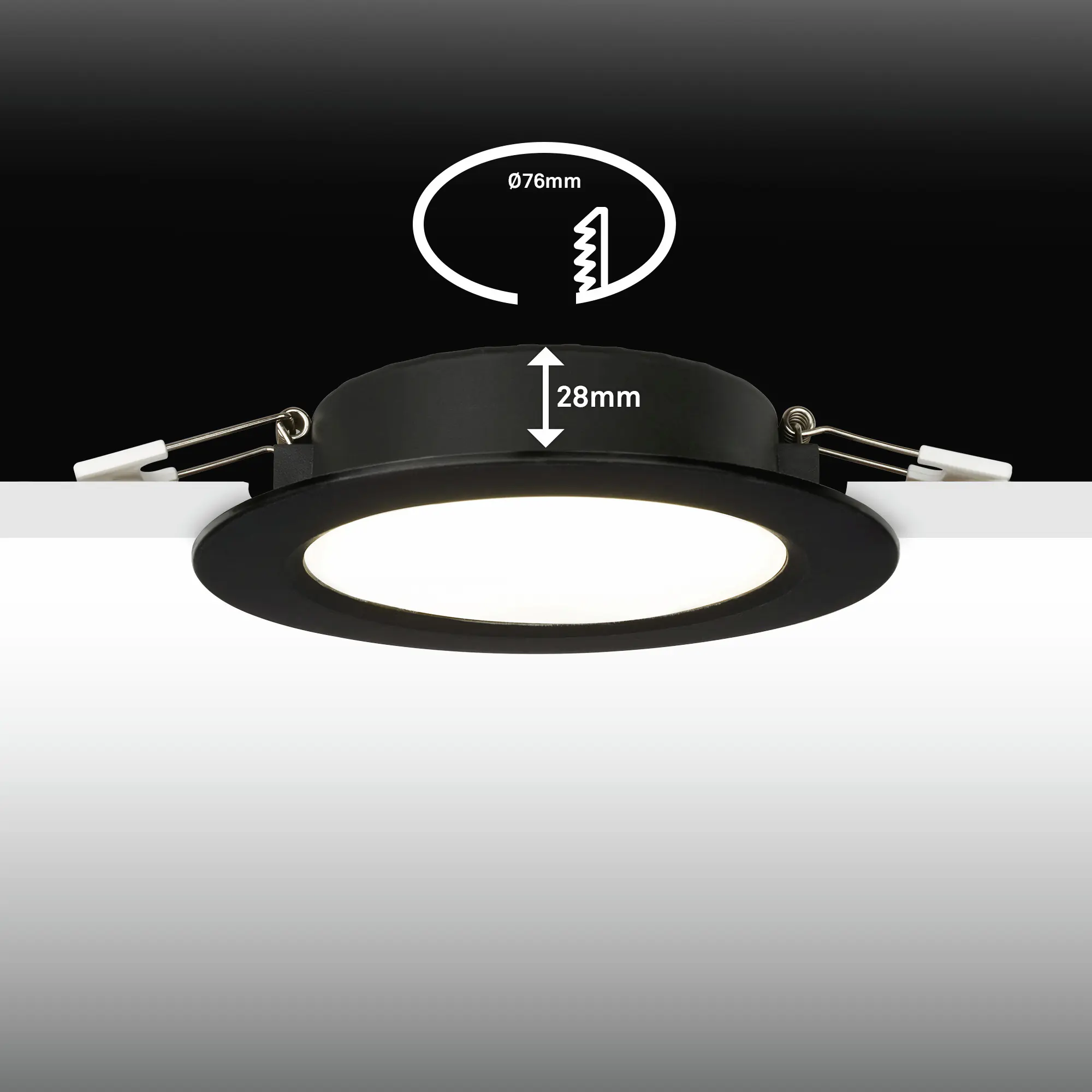 Briloner LED Einbauleuchten Jeft Ø 9 x 2,8 cm kaltweiß schwarz 3er-Set